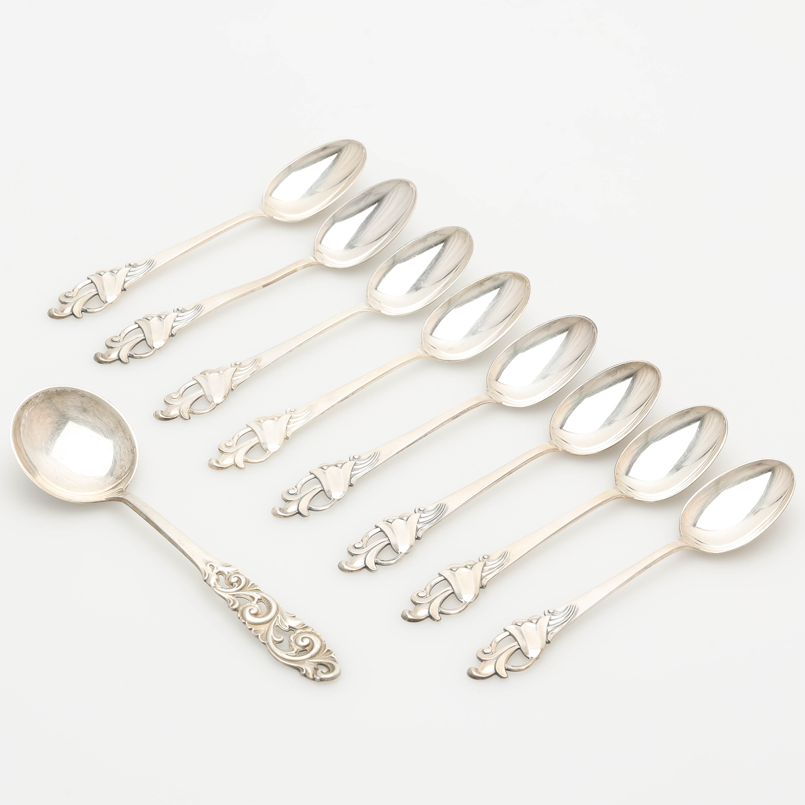 SKEDAR, silver, 9 st, "Blåklocka", "Telemark", Norge.