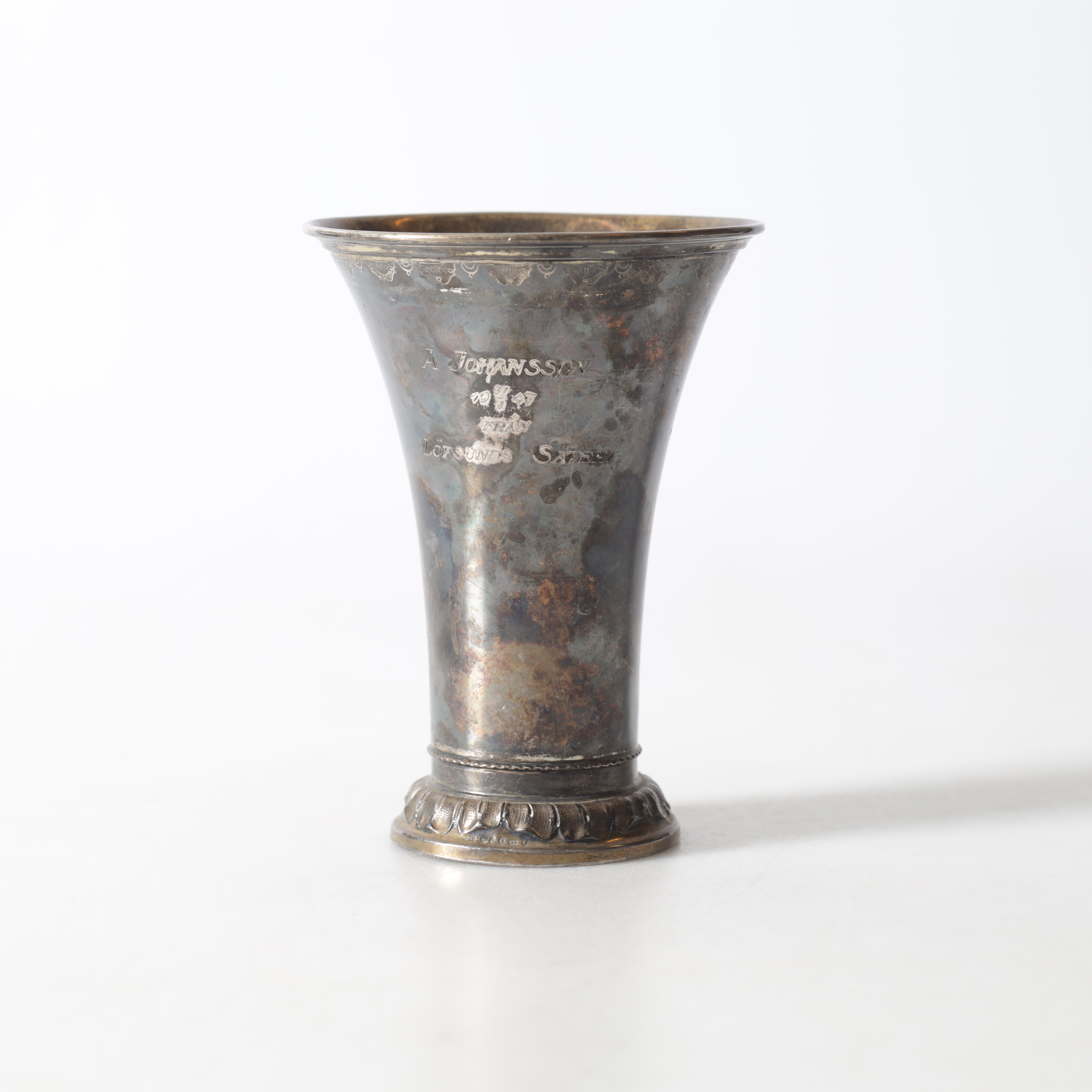 BÄGARE, silver, GAB, Stockholm, 1943. Totalvikt 221 gram.