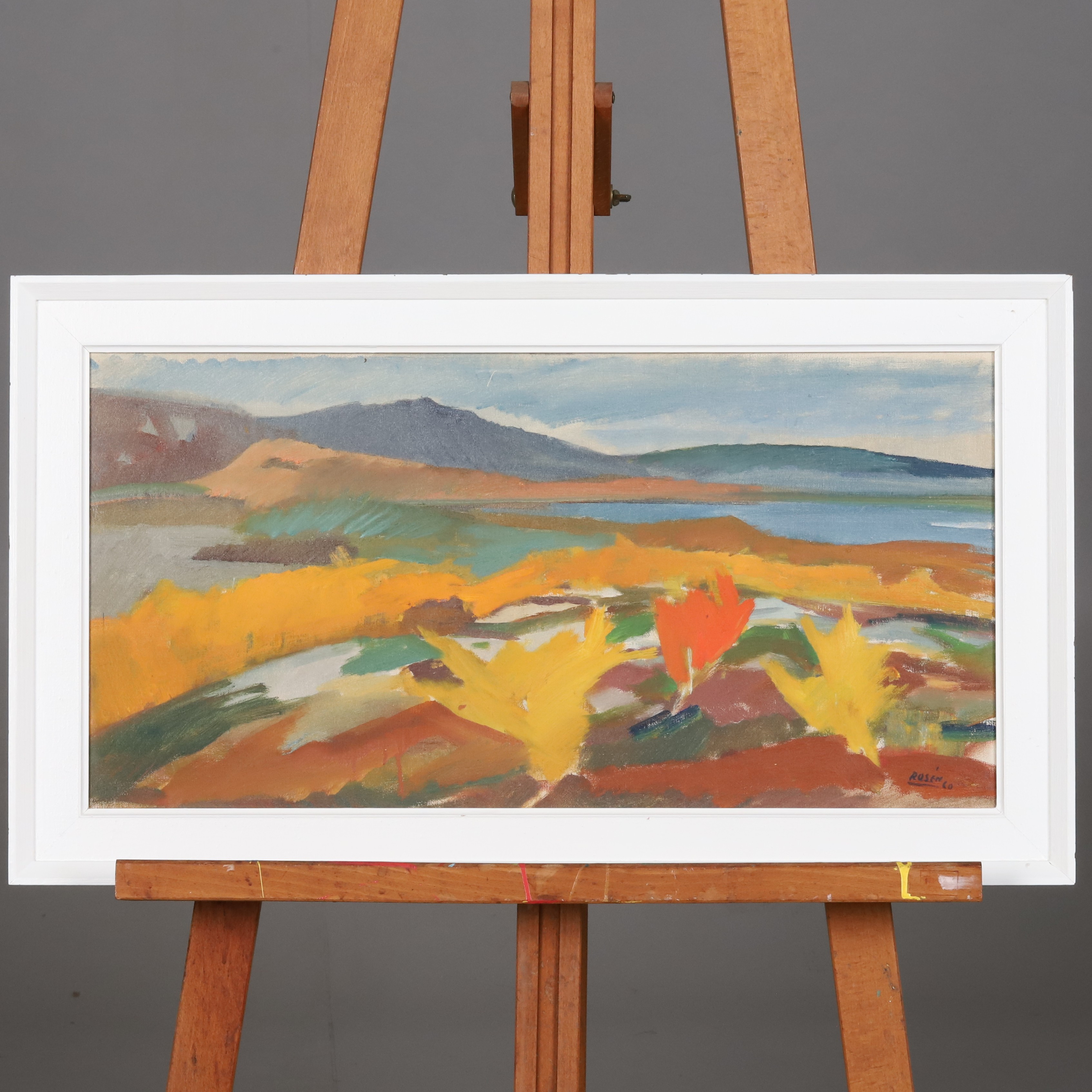 KJELL ROSÉN (1909-1982). OLJA PÅ PANNÅ, Landskap i skymning, signerad & daterad.