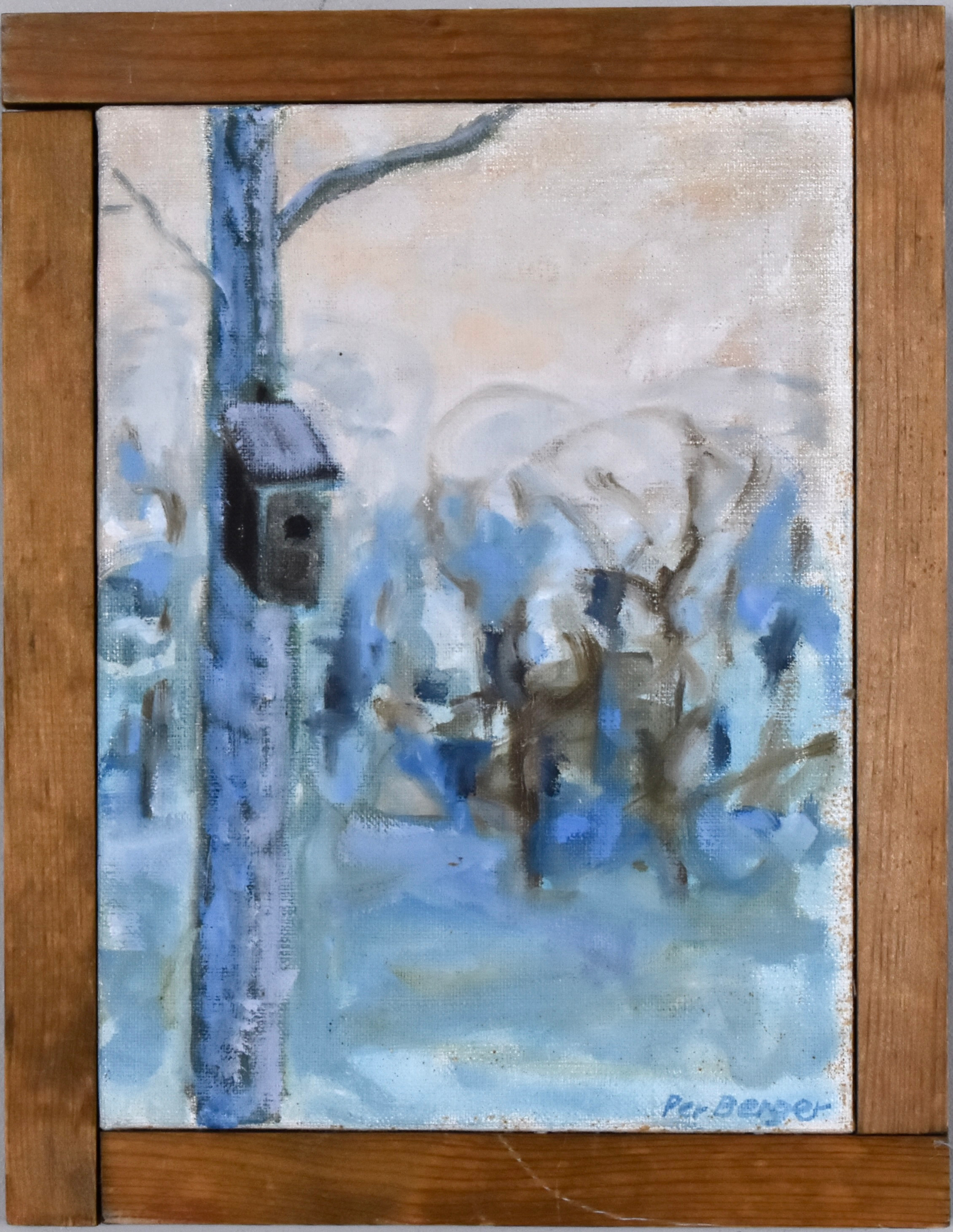 PER BERGER. oljemålning på duk, "Aning av vår".