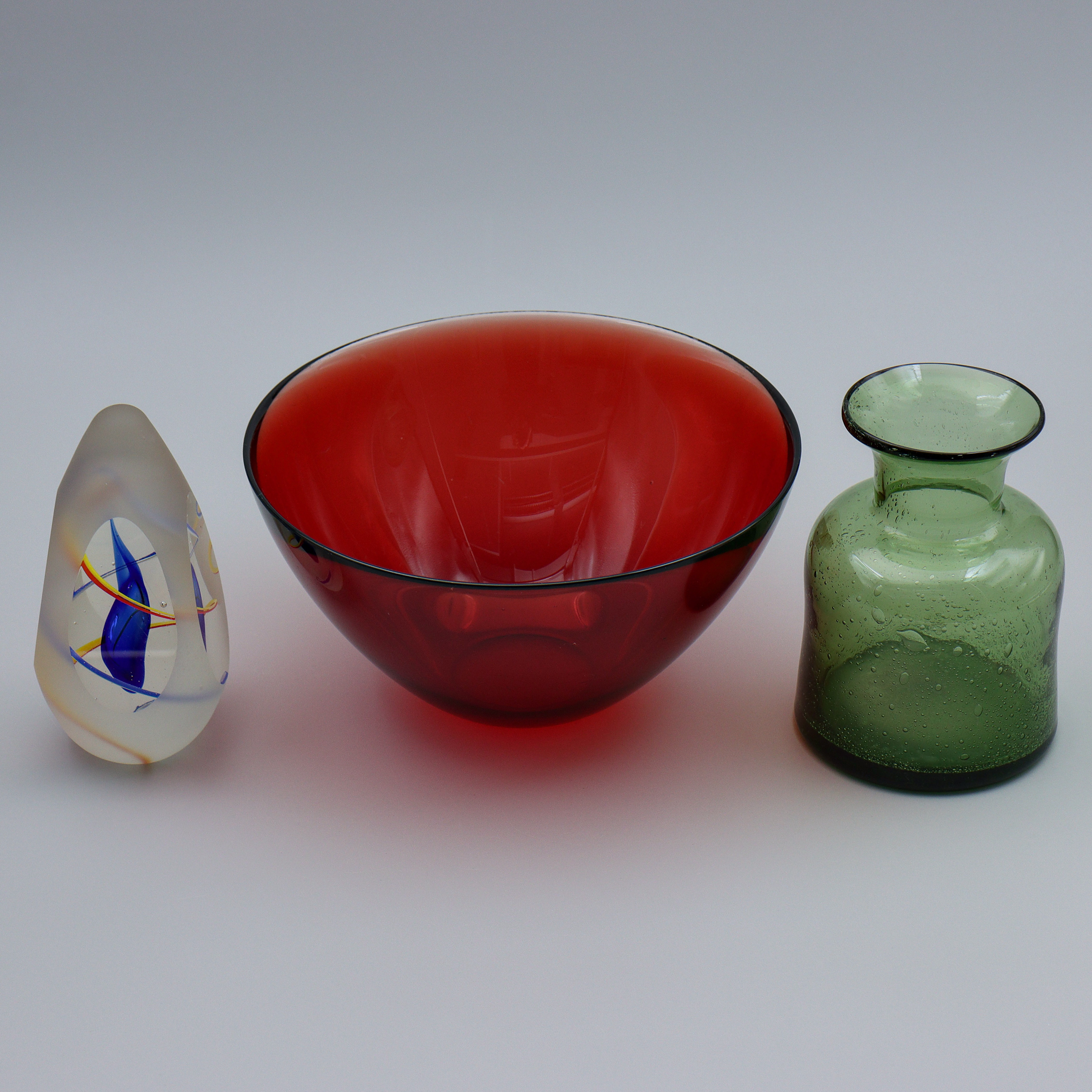 ERIK HÖGLUND VAS BODA, SVEN PALMQVIST FUGASKÅL (21cm) ORREFORS, KONSTGLAS SPIRAL MÖJLIGT ÅHUS.