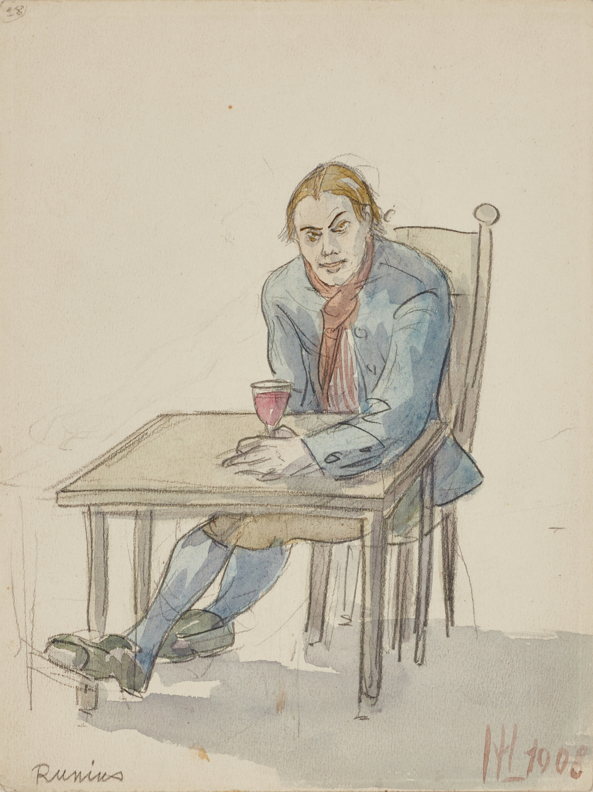 HARRIET LÖWENHJELM (1887-1918). "Runius", signerad och daterad 1907, akvarell.