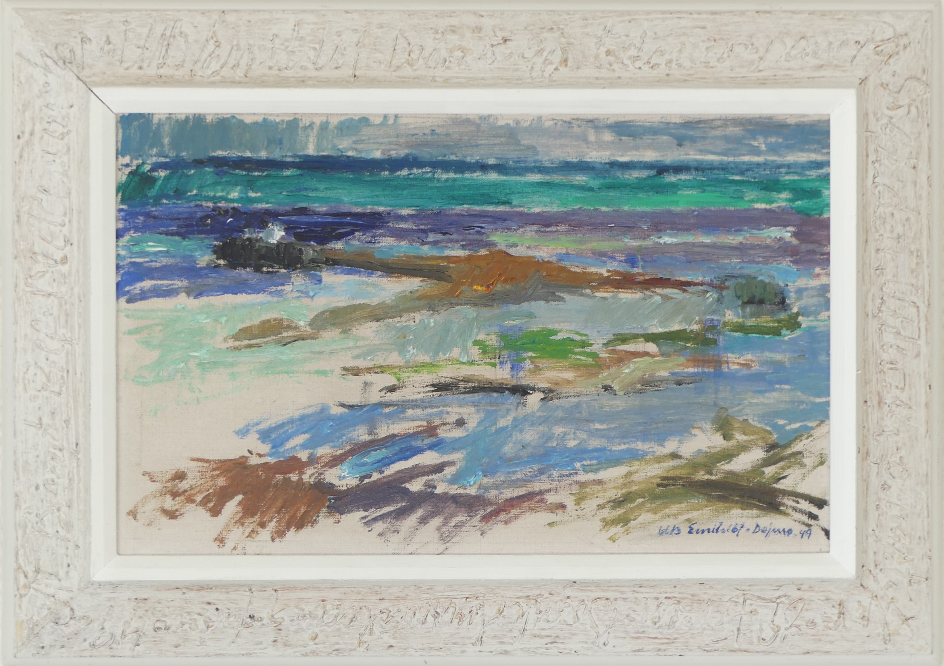 ULLA EMITSLÖF DEJMO. olja på pannå, signerad -49.