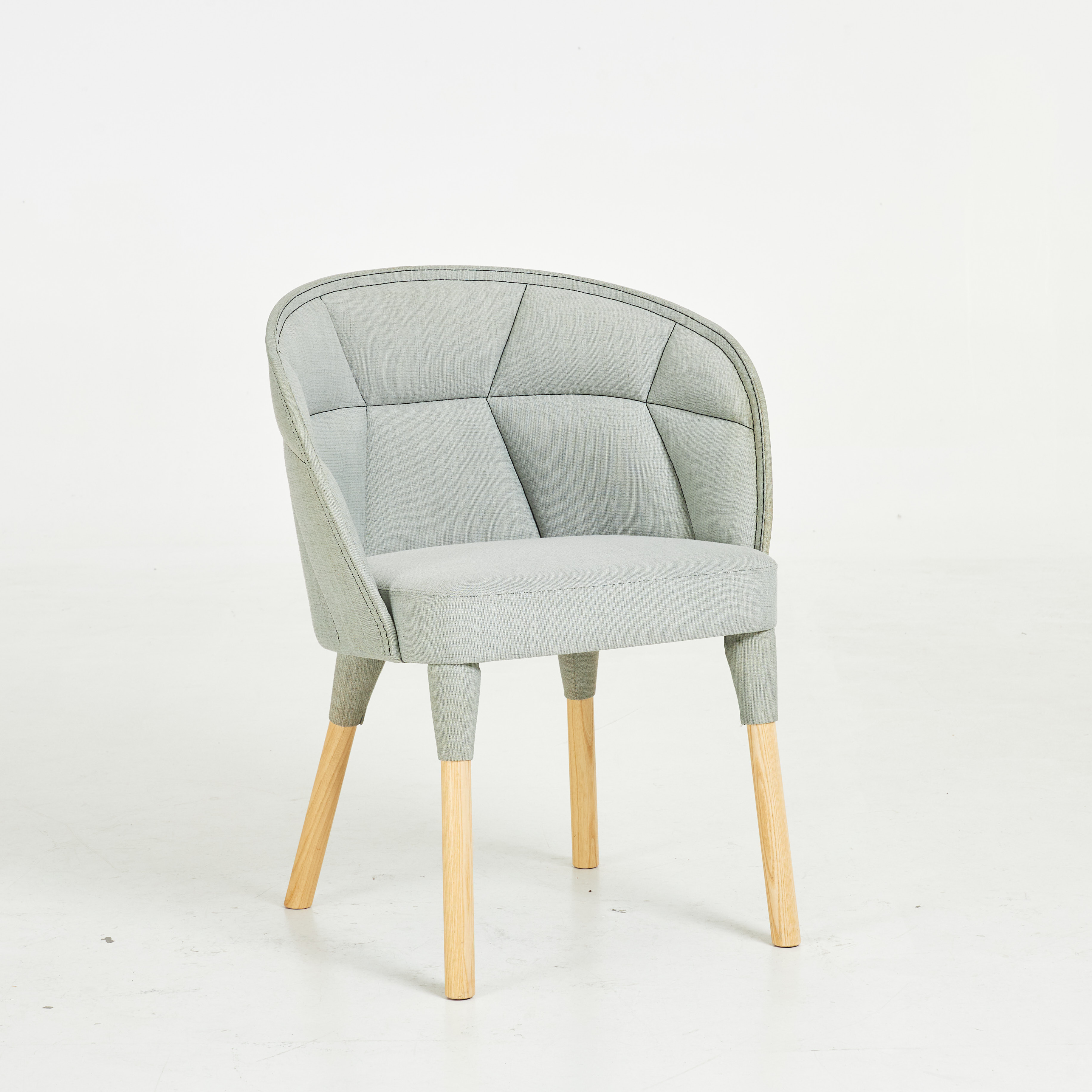 FREDRIK FÄRG & EMMA MARGA BLANCHE. Karmstol. "Emily", för Gärsnäs, grå textilklädsel.