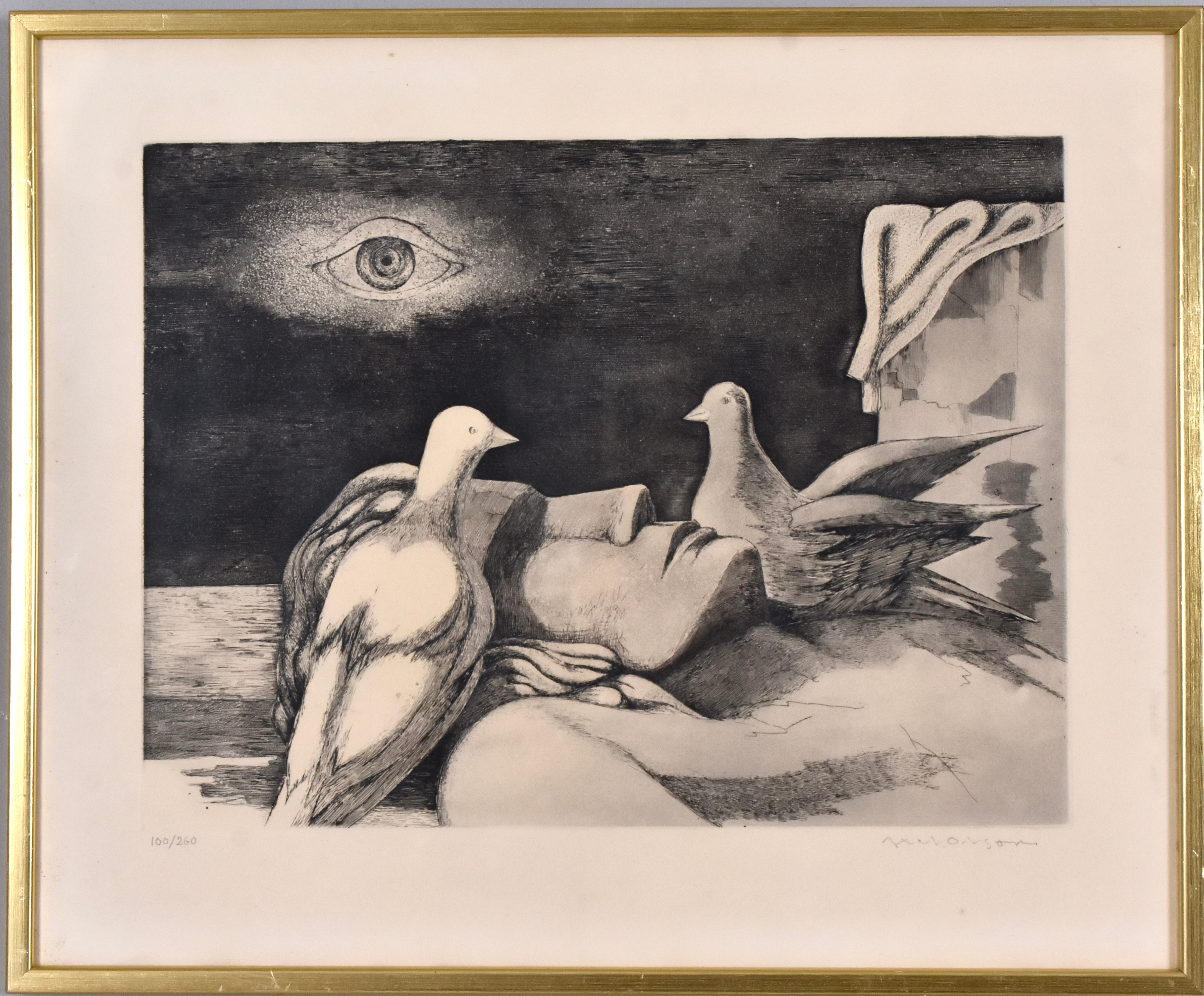 AXEL OLSON. Färglitografi.