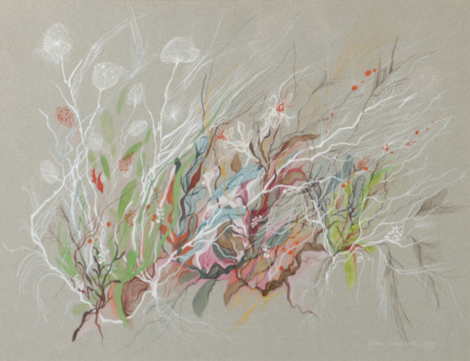 MARIA GÓRSKA-KOBYLIŃSKA. Komposition, gouache, signerad.