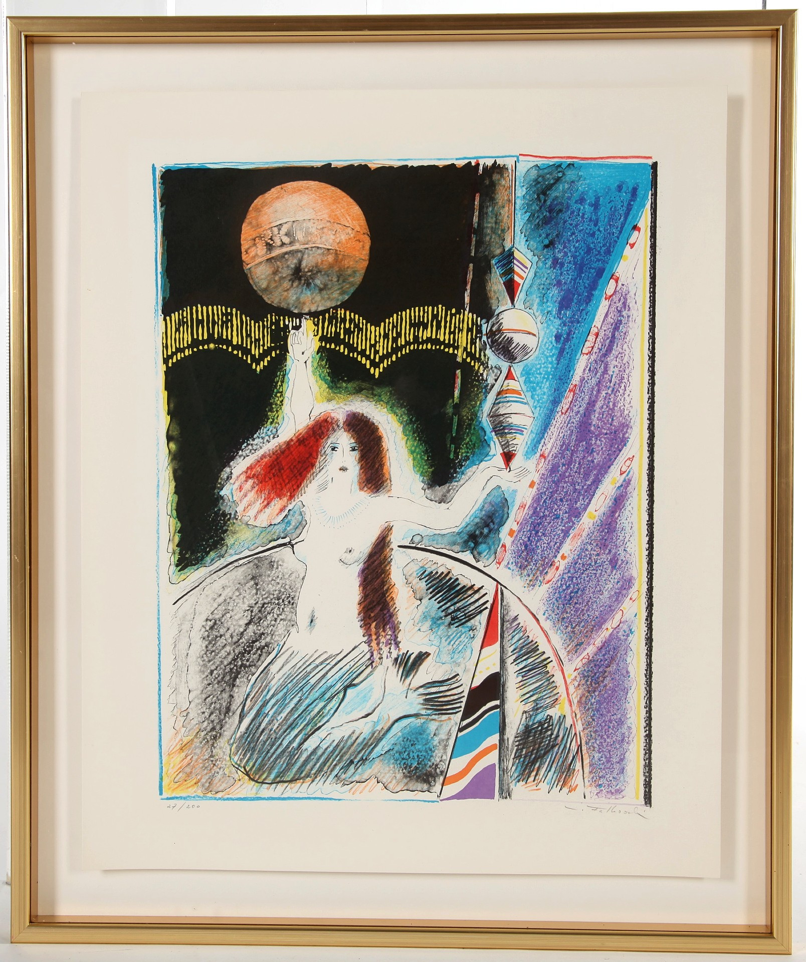 LEOPOLD FALKOWSKI. 1913-1994. Färglitografi, signerad.