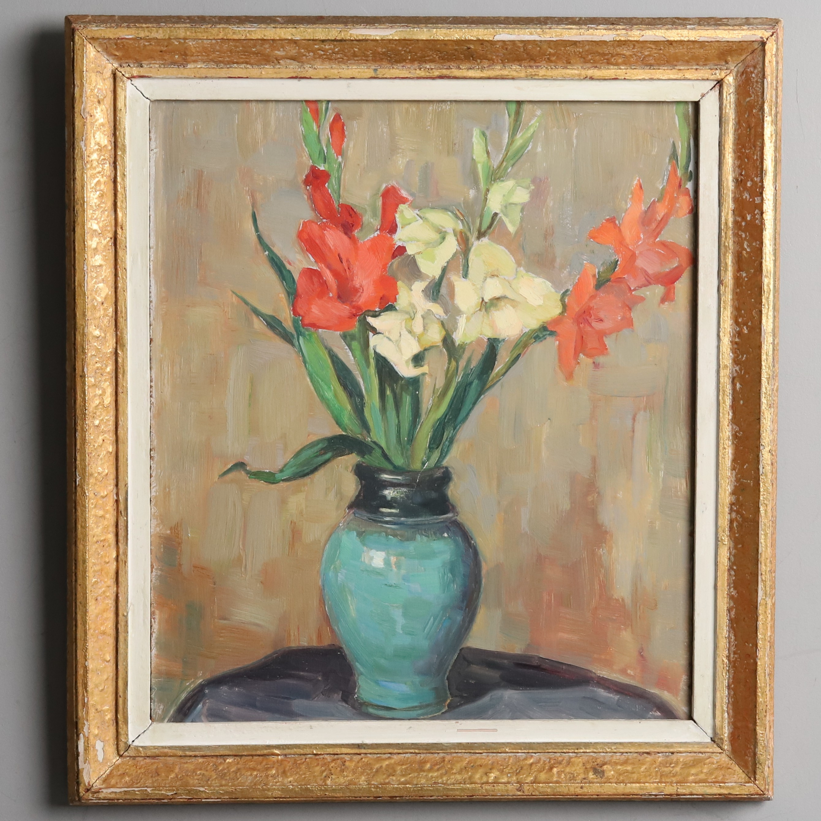 OKÄND KONSTNÄR. Olja på pannå, "Blomsterstilleben", osignerad.