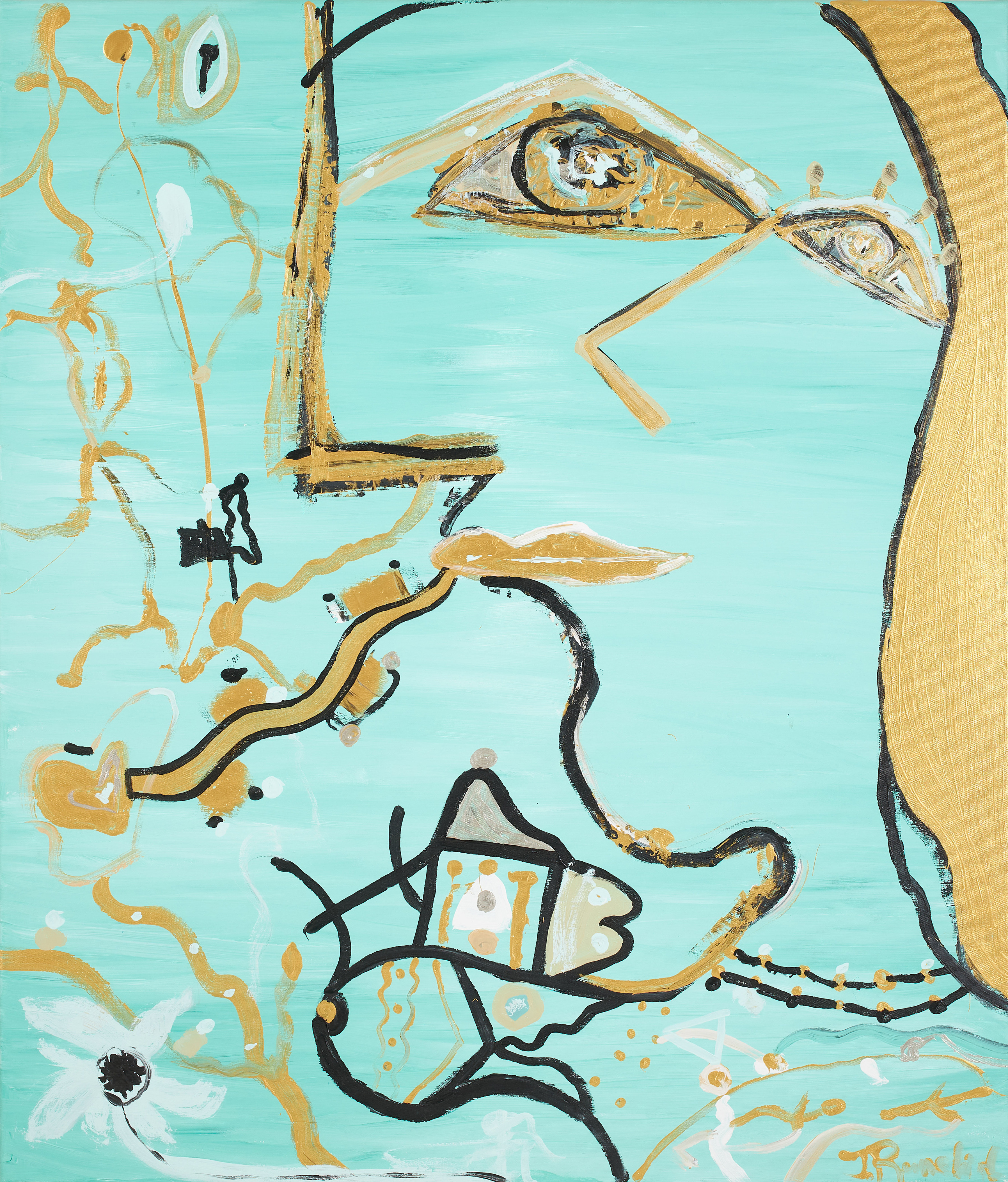 JENNIFER WIKMAN-RANELID. Komposition, akryl på duk, signerad, a tergo signerad och daterad 2014.