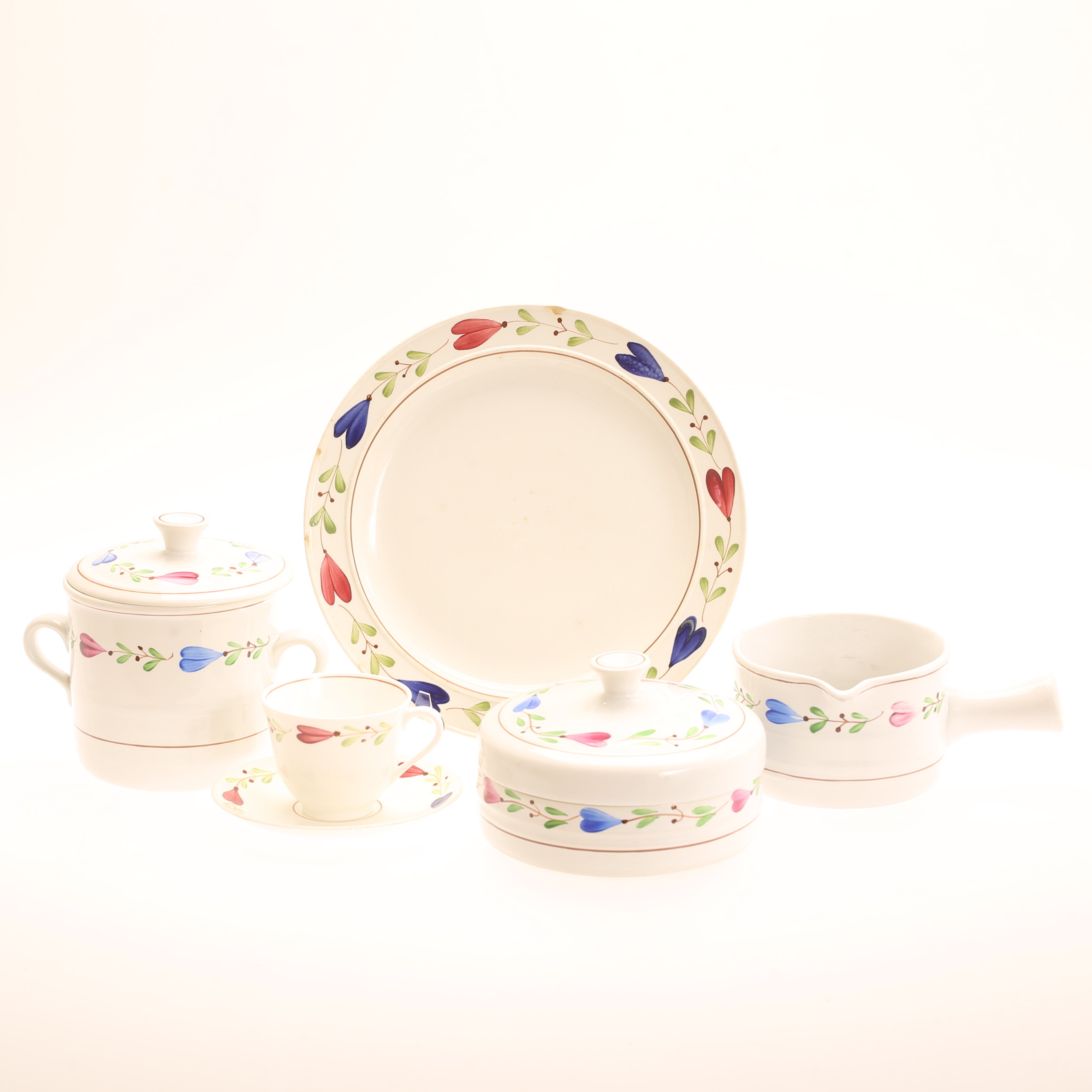 SERVISDELAR, 5 stycken, porslin, "Ranka", Gustavsberg.