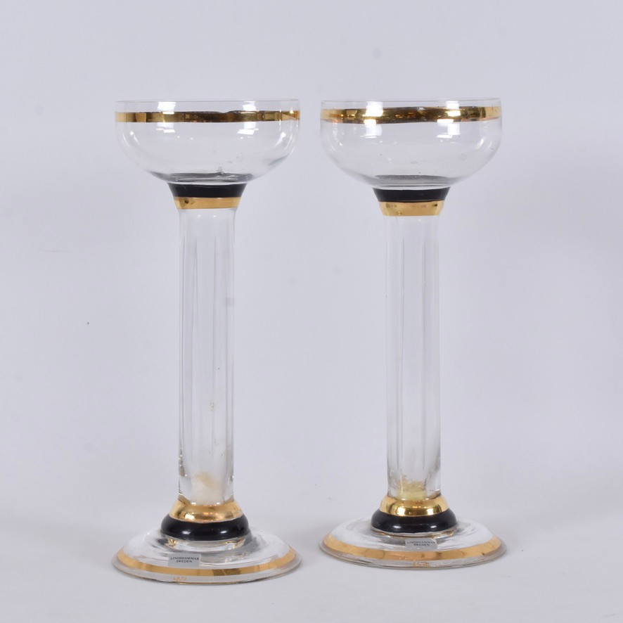 LARS SESTERVIK. Ljusstakar, ett par, glas, Lindshammar, 1900-talets andra hälft.