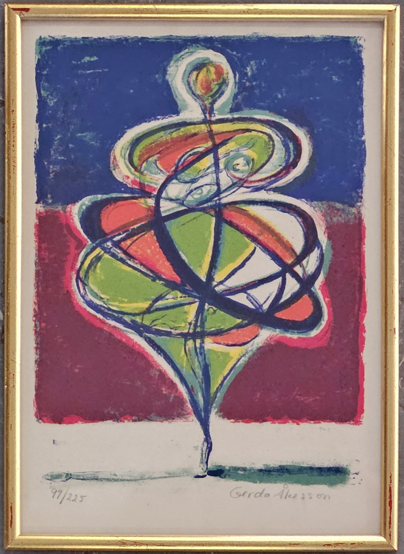 GERDA ÅKESSON. Ballerina. Färglitografi, signerad Gerda Åkesson och numrerad 99/225.