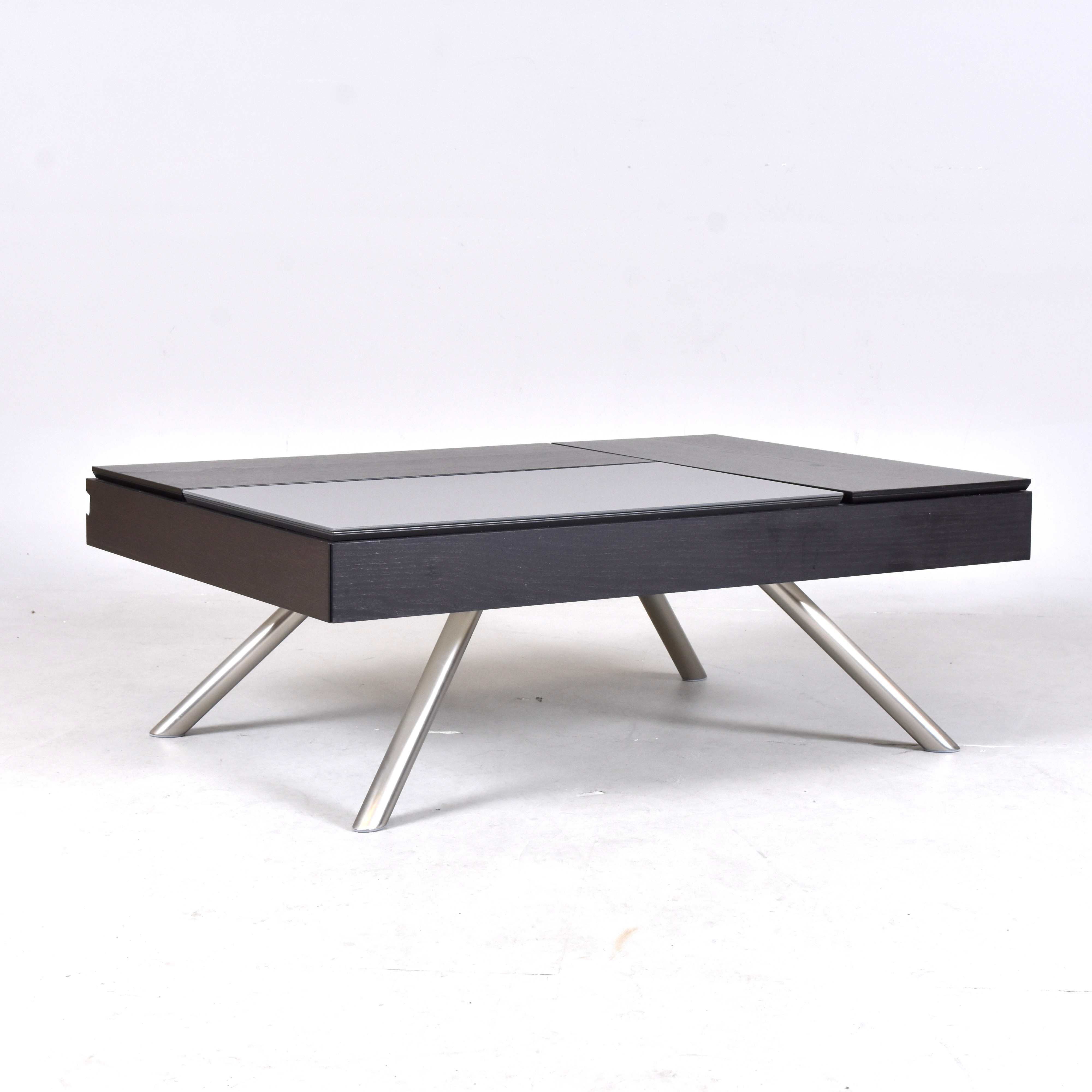 MORTEN GEORGSEN. soffbord, svärtad ek och glas på metallben, Bo Concept, "Chiva".