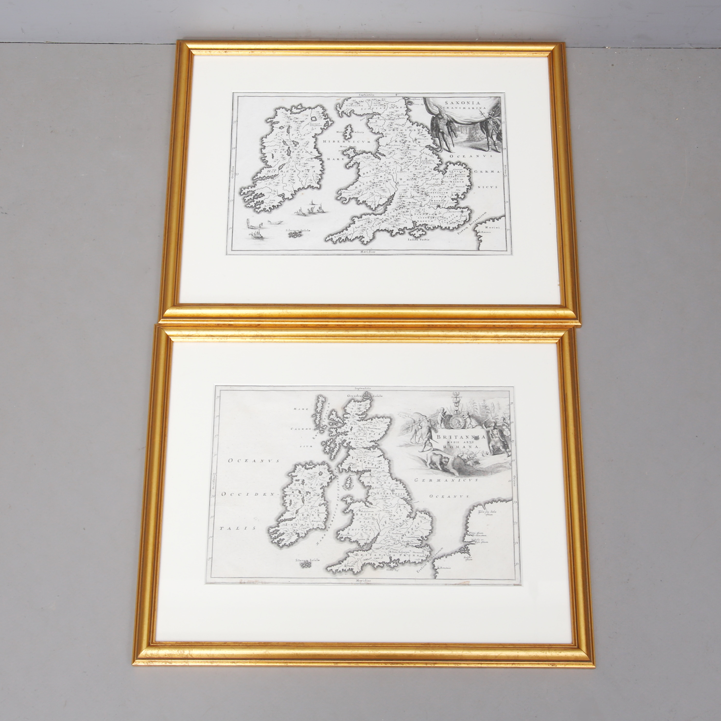 KARTOR, 2 st, inramade, Storbritanien.