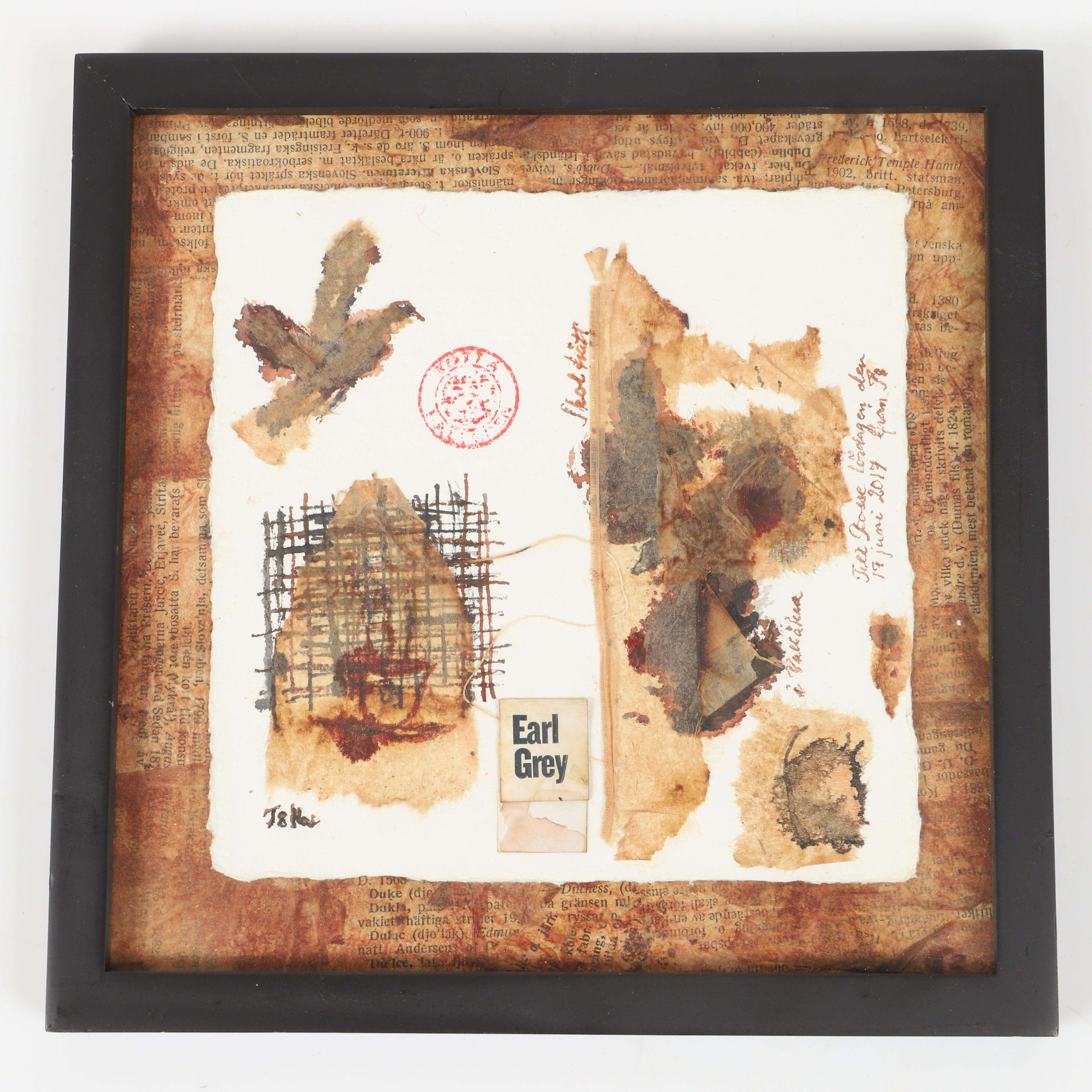 OKÄND KONSTNÄR. Earl Grey, blandteknik, signerad ToHa, stämpelsignerad Totta Hallgren.