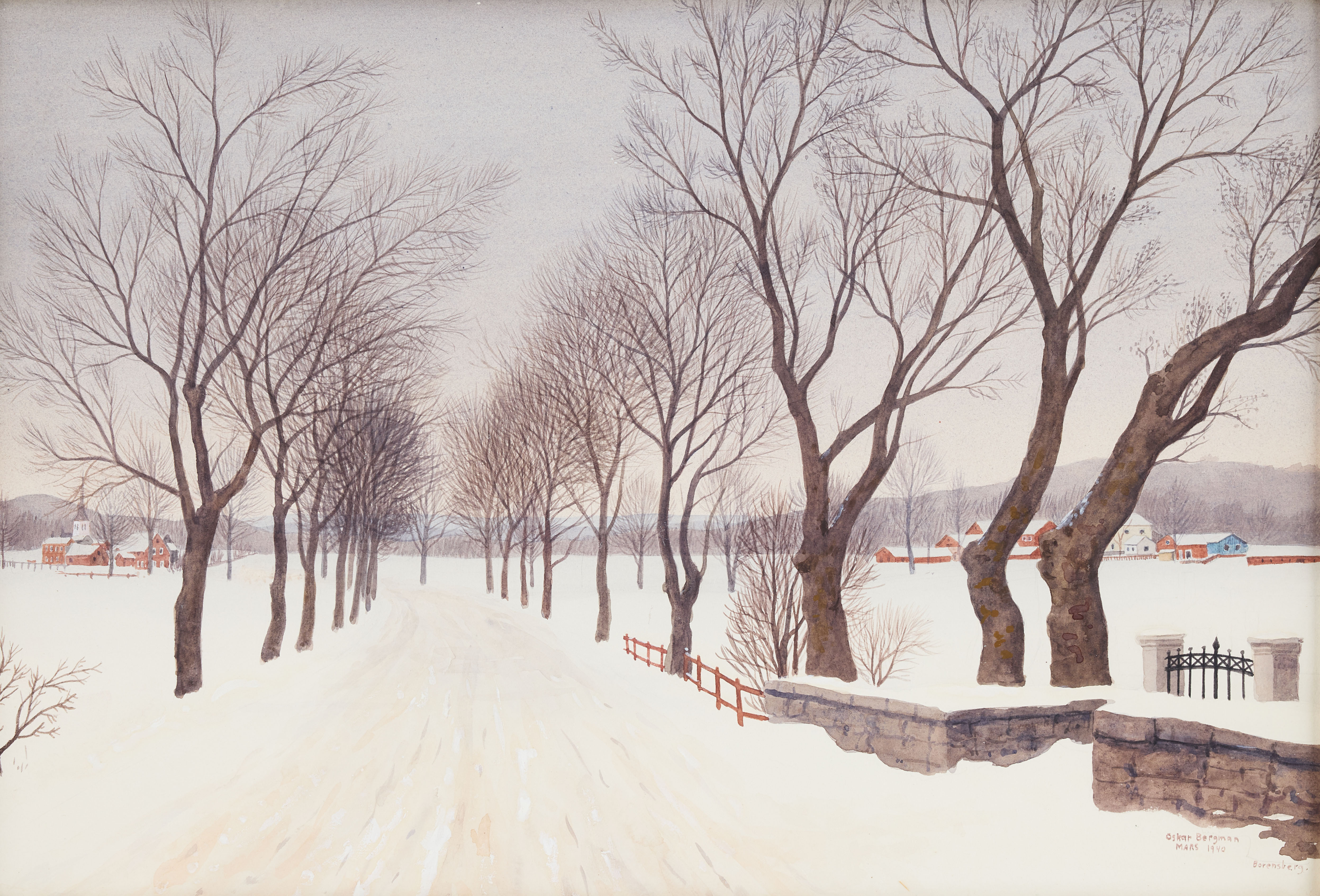 OSKAR BERGMAN. "Vinter vid Borensberg".