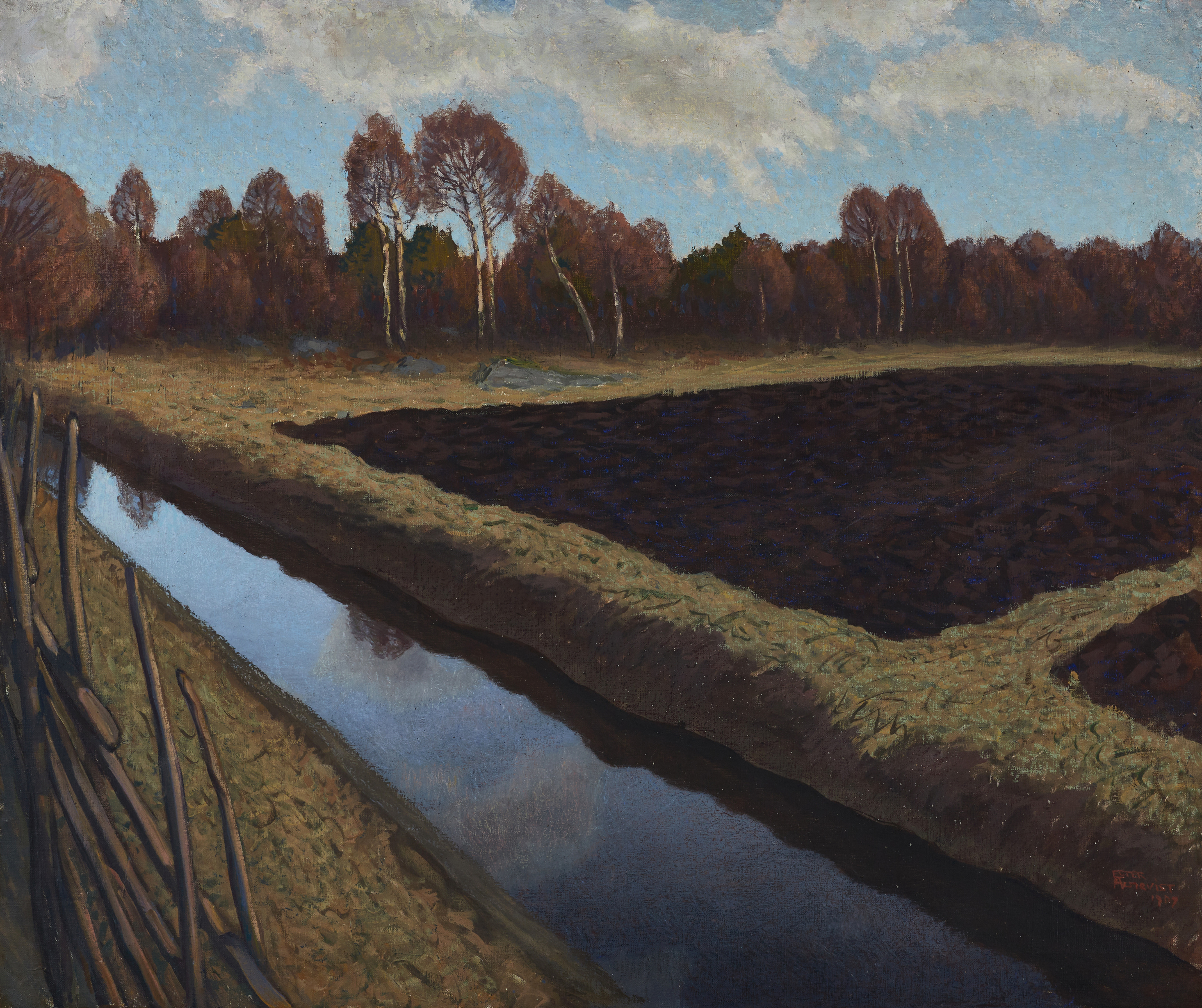 ESTER ALMQVIST (Bromma 1869-1934 Lund), Landskap, signerad o daterad 1907, olja på duk.