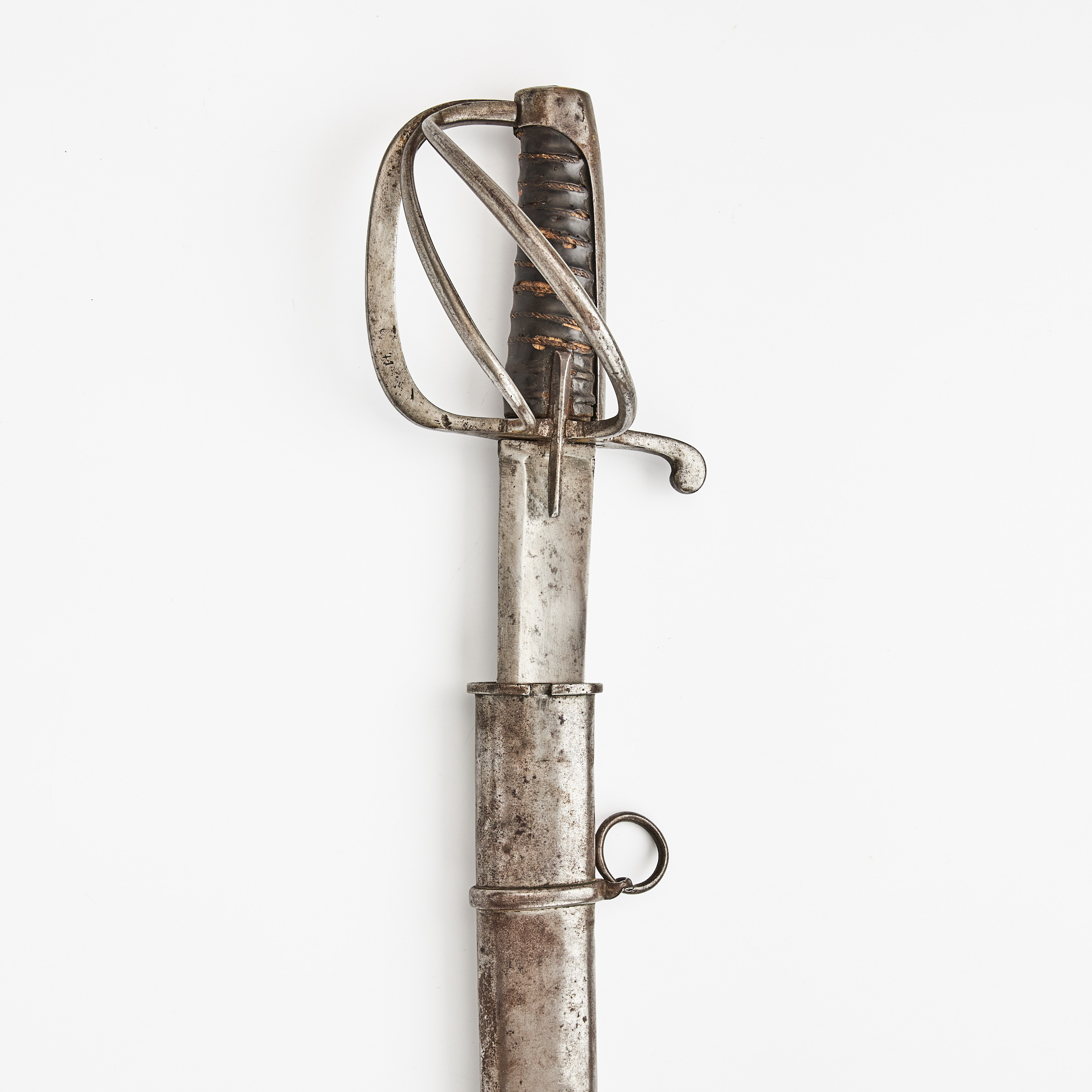 SABEL, svensk, m/1825, för livregementets husarer, balja i stål och läder, dubbla koppelringar.