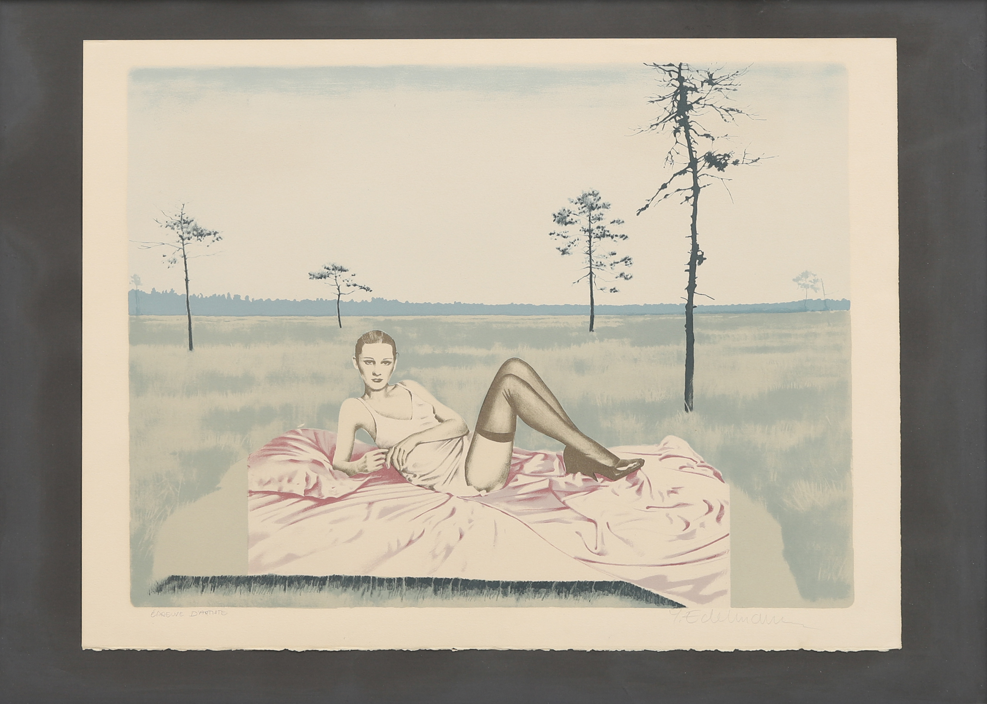 YRJÖ EDELMANN. "Flickan i Karelen", färglitografi, signerad, epreuve d'artiste.