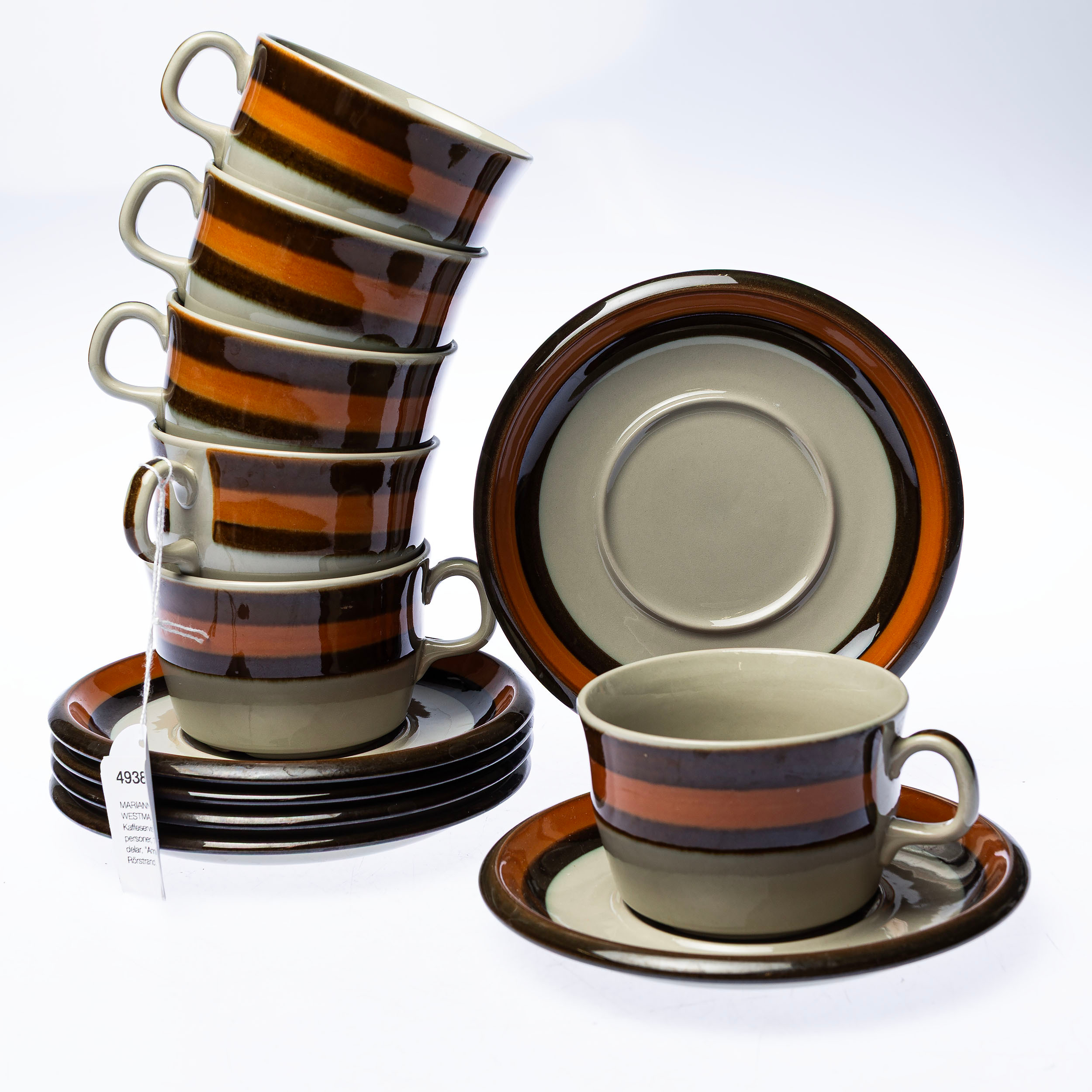 MARIANNE WESTMAN. Kaffeservis, för 6 personer, 12 delar, "Annika", Rörstrand.
