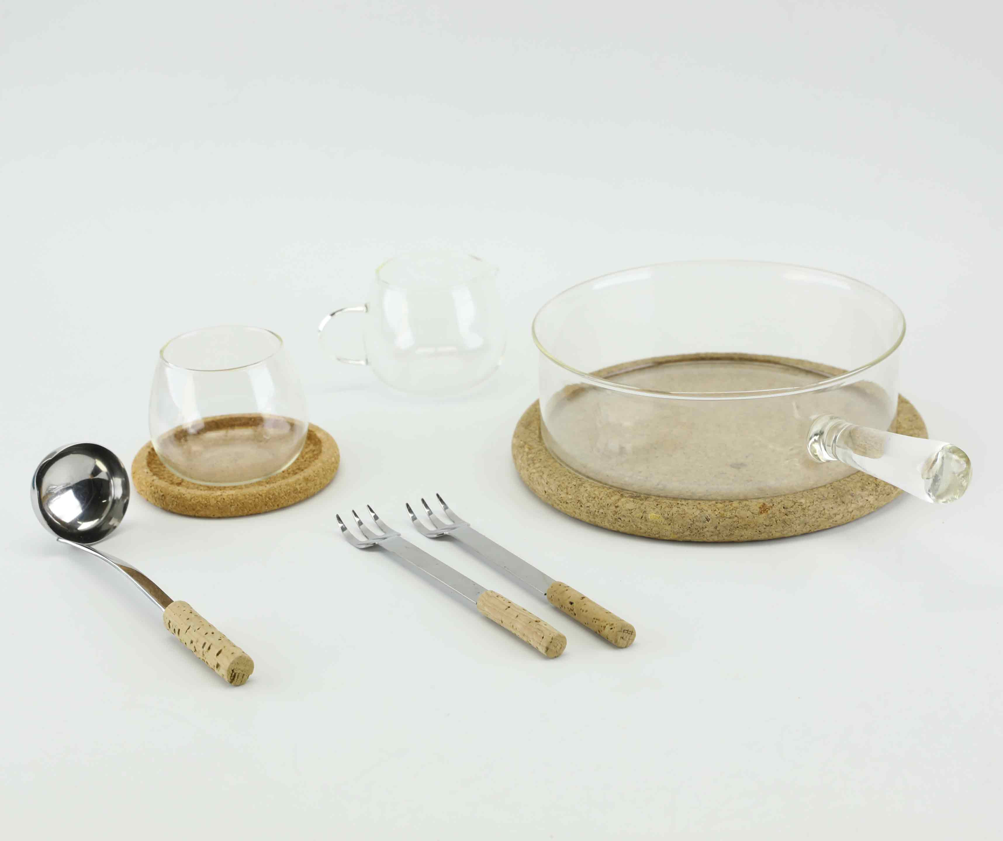 SERVISDELAR, glas, rostfritt stål, Boda Nova, 1900-tal.