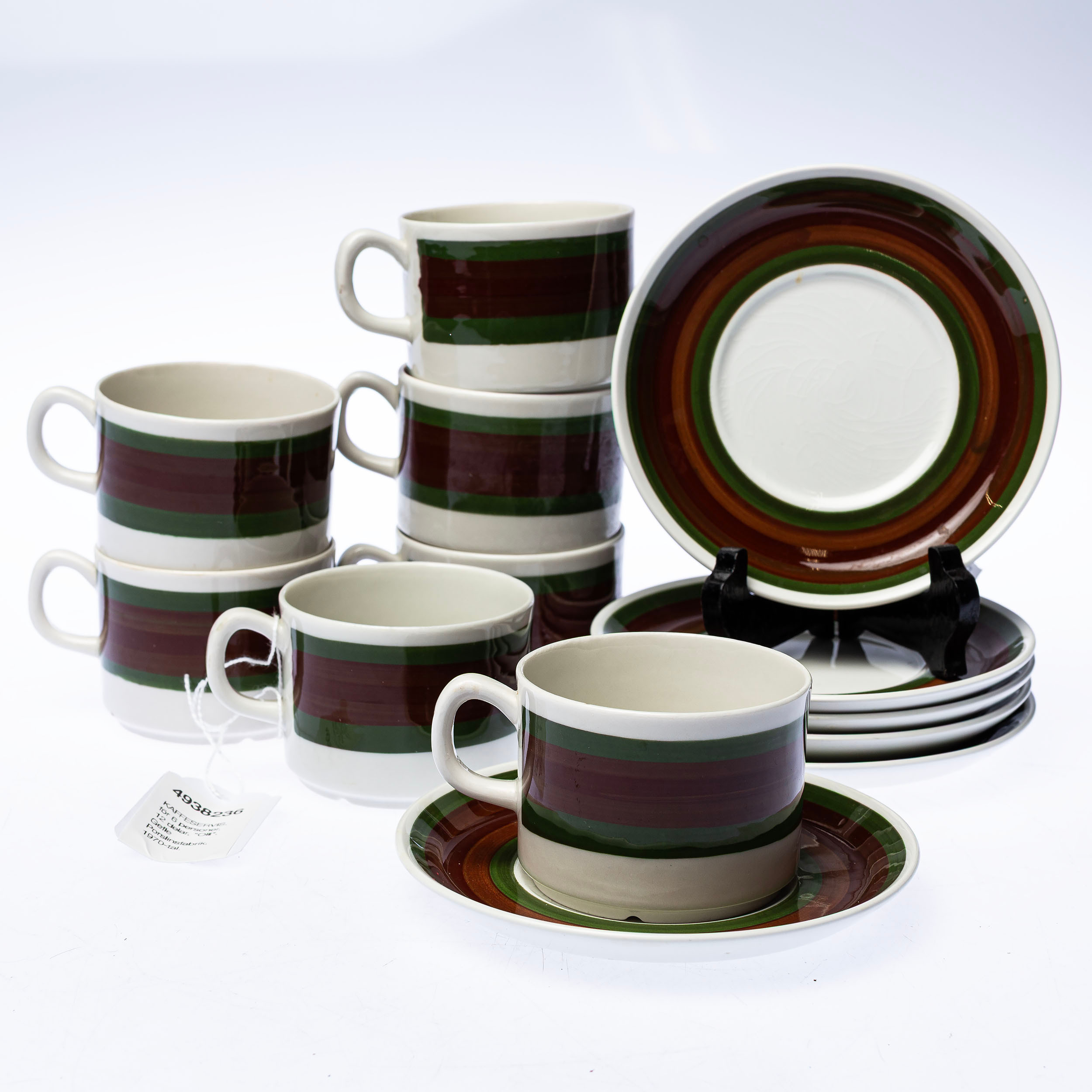 KAFFESERVIS, för 6 personer, 12 delar, "Olli", Gefle Porslinsfabrik, 1970-tal.