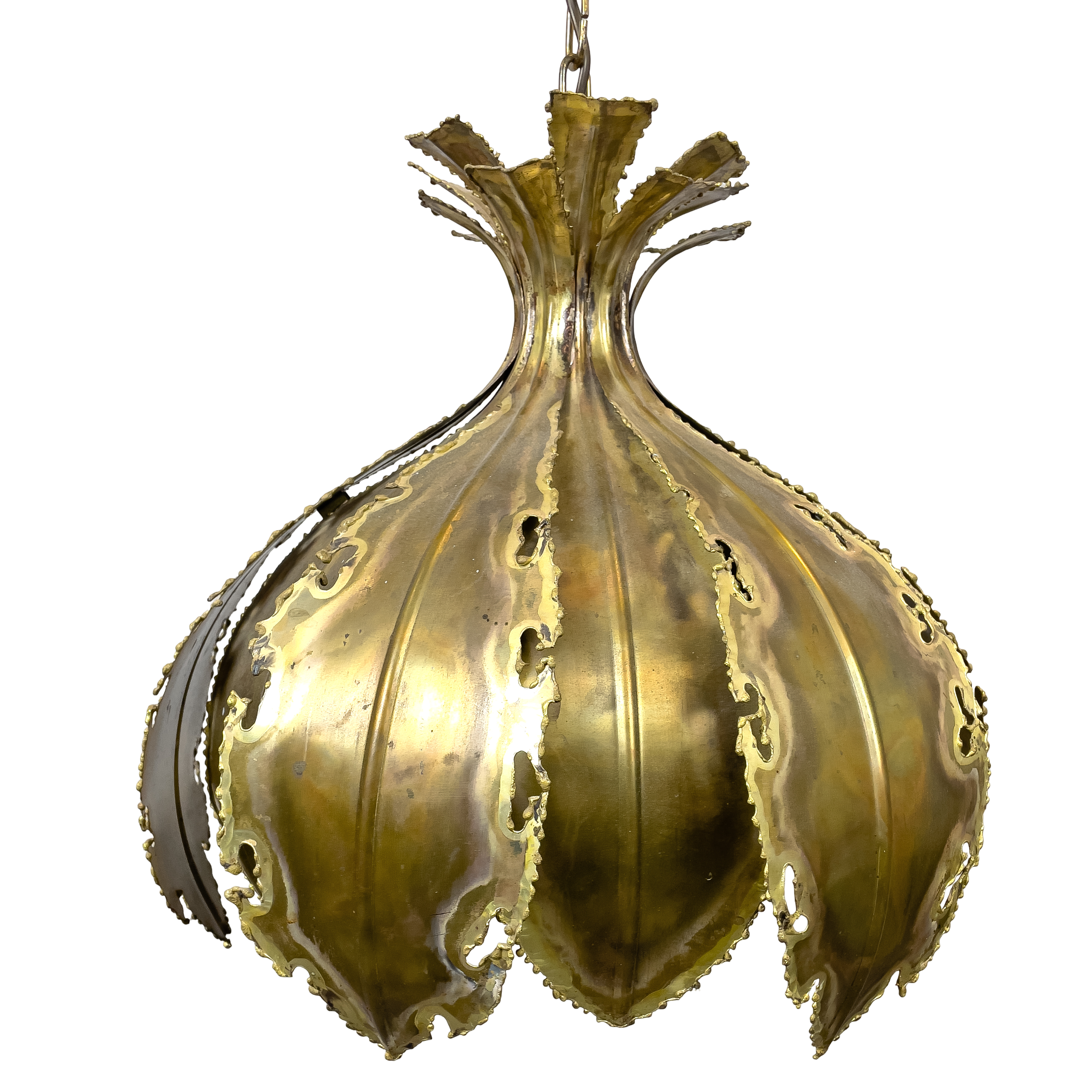 SVEND AAGE HOLM SØRENSEN. Taklampa, "Löklampan", mässing, Danmark, 1960/70-tal.