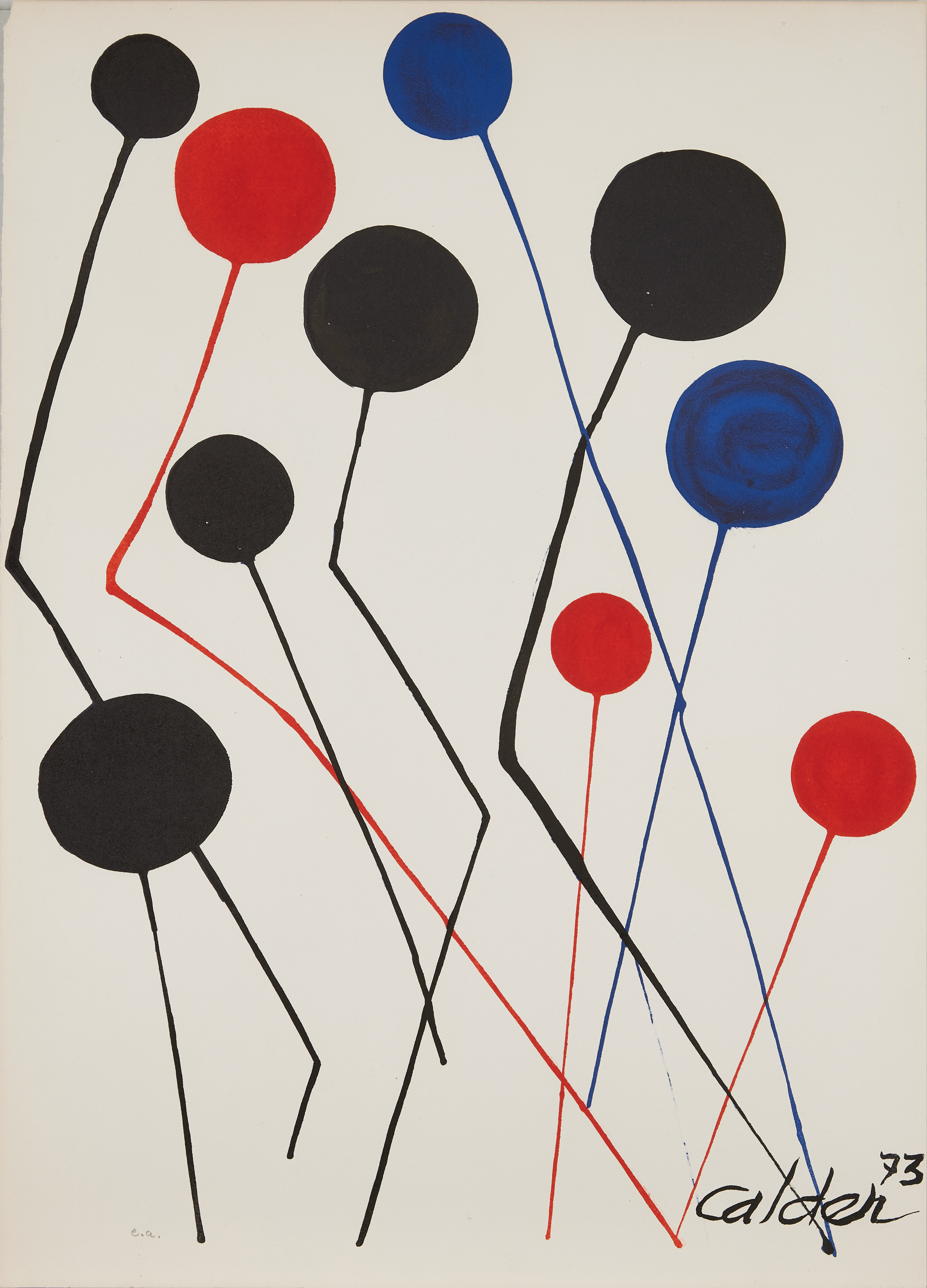 ALEXANDER CALDER. EFTER. ”Ballons”, färglitografi, signerad och daterad i trycket, numrerad.