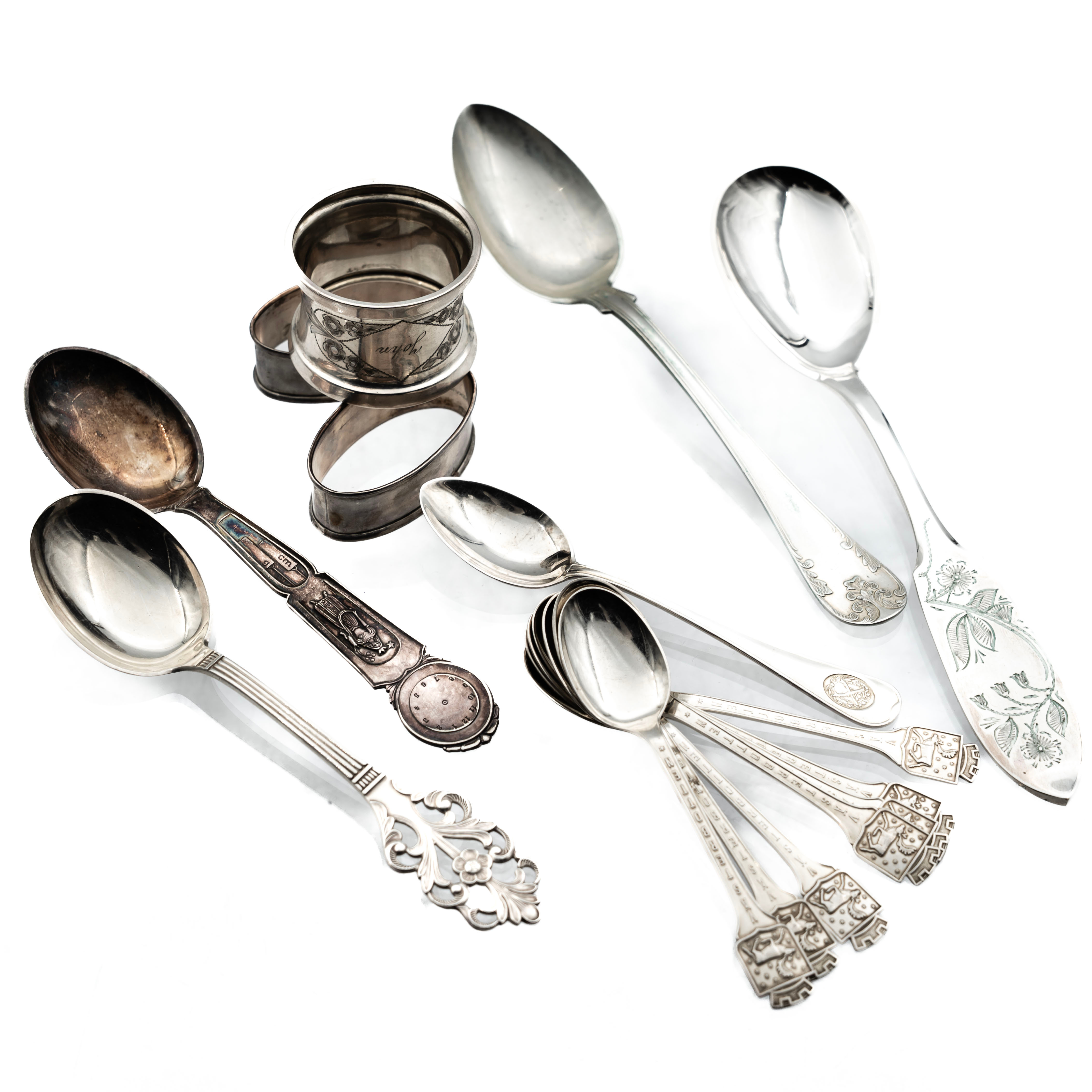 SAMLING BESTICK, Silver, 15 delar, 1900-tal.