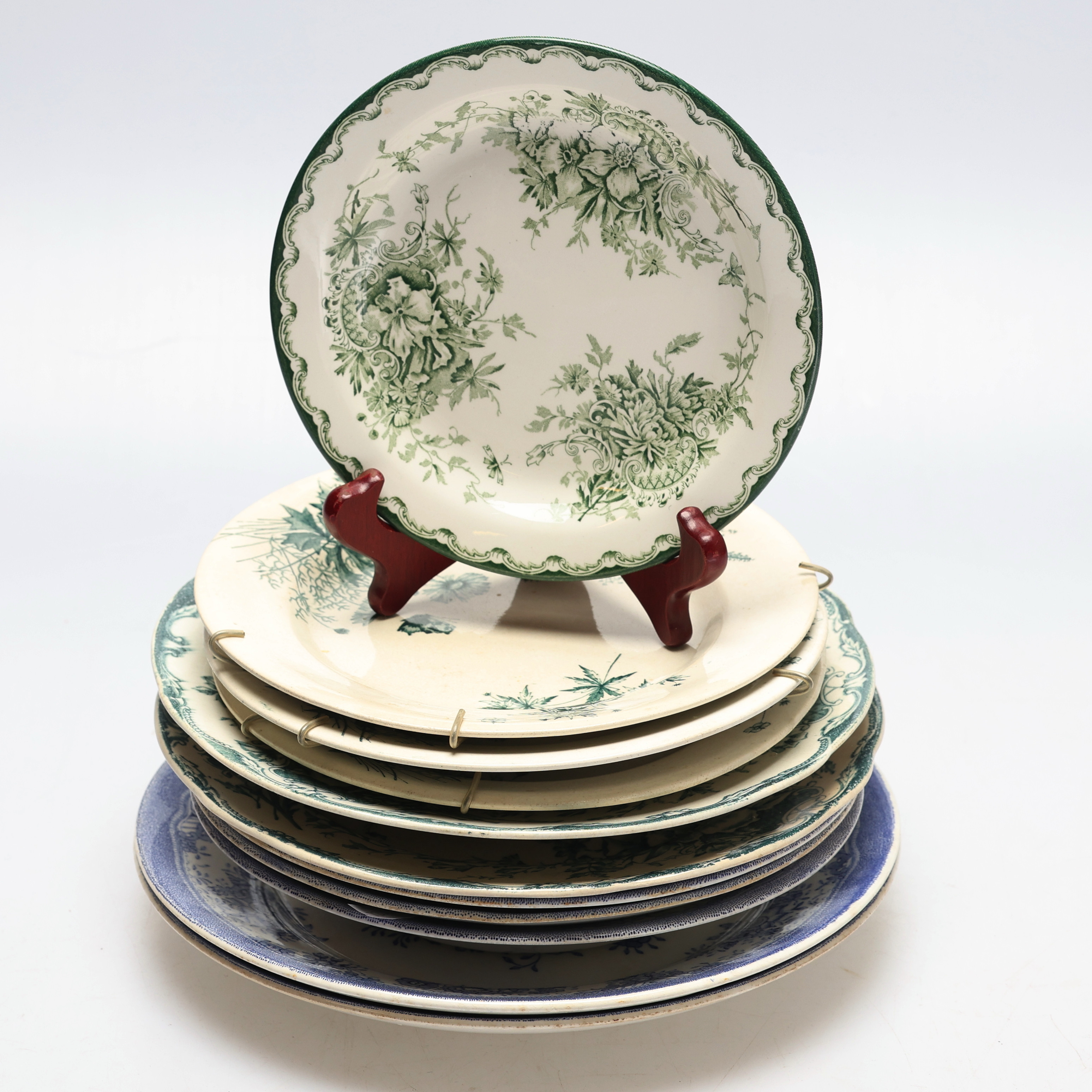 SERVISDELAR, 12 st, flintgods/porslin, bl.a. Rörstrand, 1900-tal.