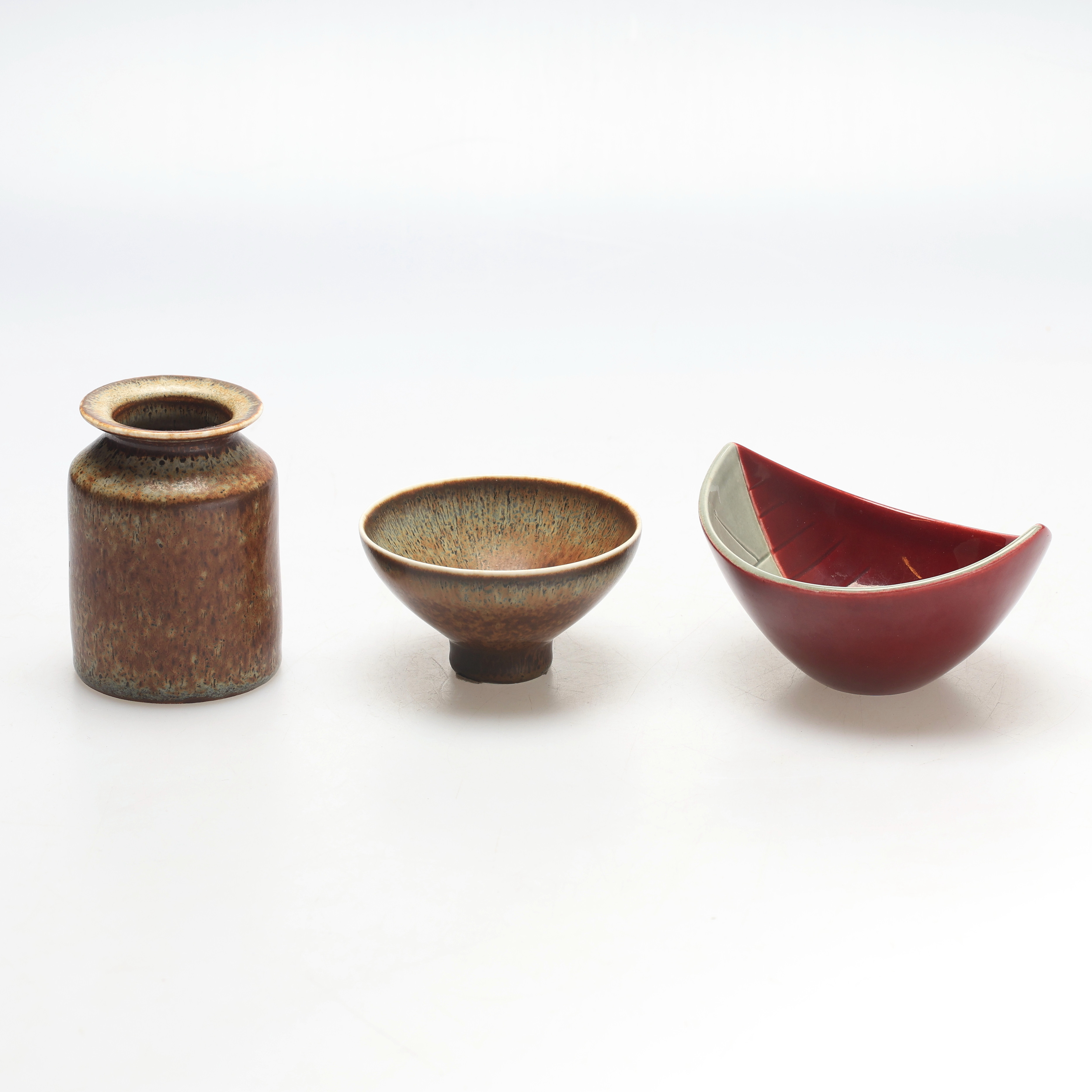 CARL-HARRY STÅLHANE. Vas och skålar, 3 delar, stengods, Rörstrand.