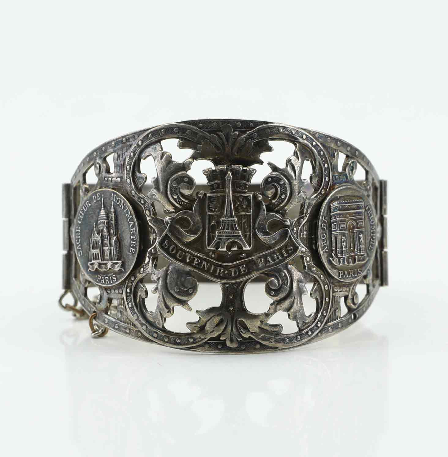 ARMBAND, Souvenir De Paris, silverplätering, tidigt 1900.