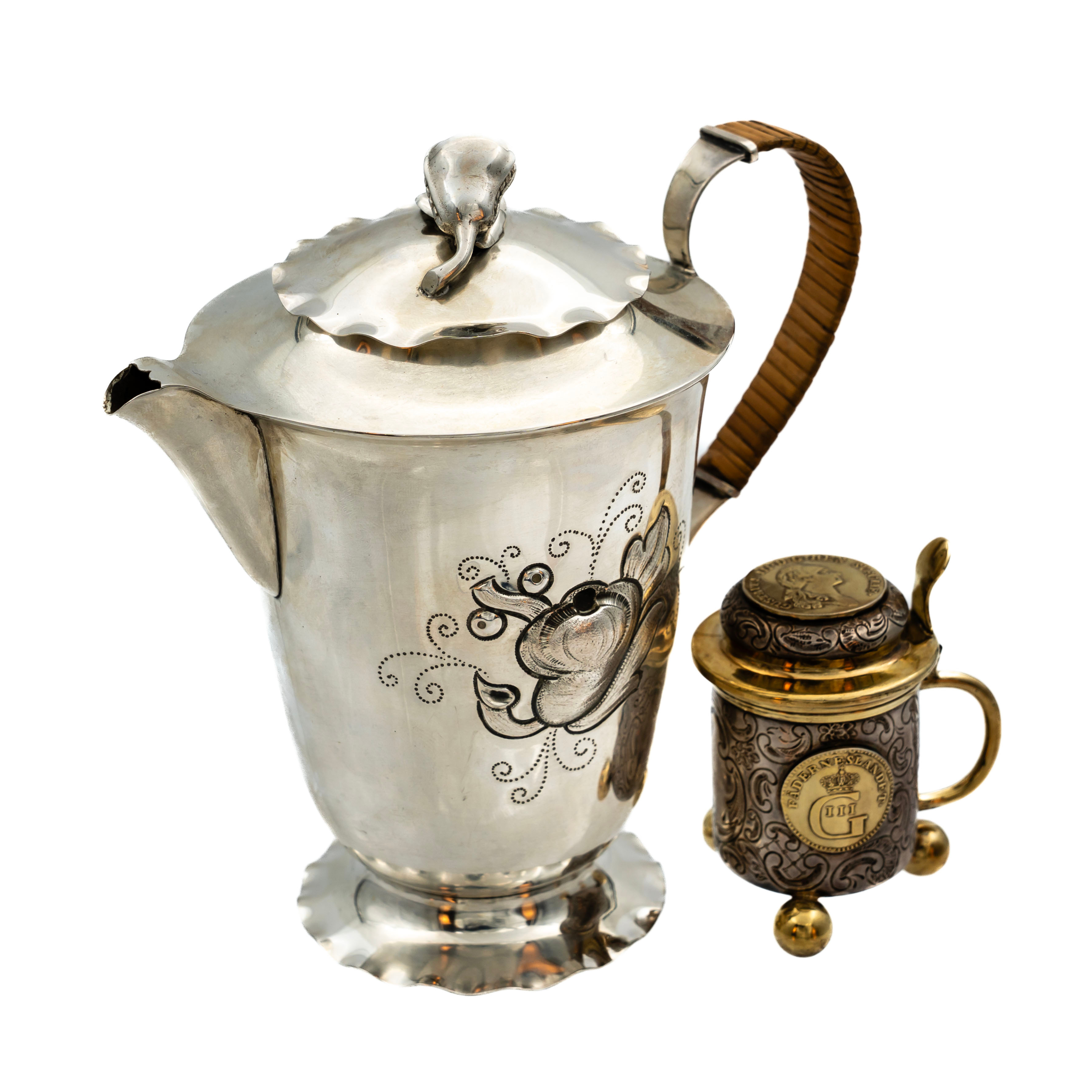 KANNA OCH BÄGARE, Silver, 1900-talets mitt.