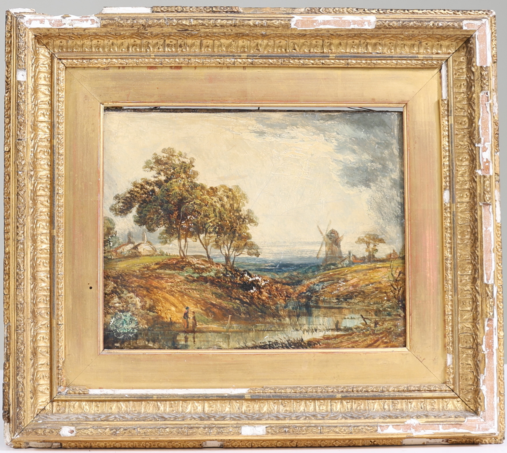 ENGELSKA SKOLAN, Pastoral landskap, olja på pannå, tidigt 1800.
