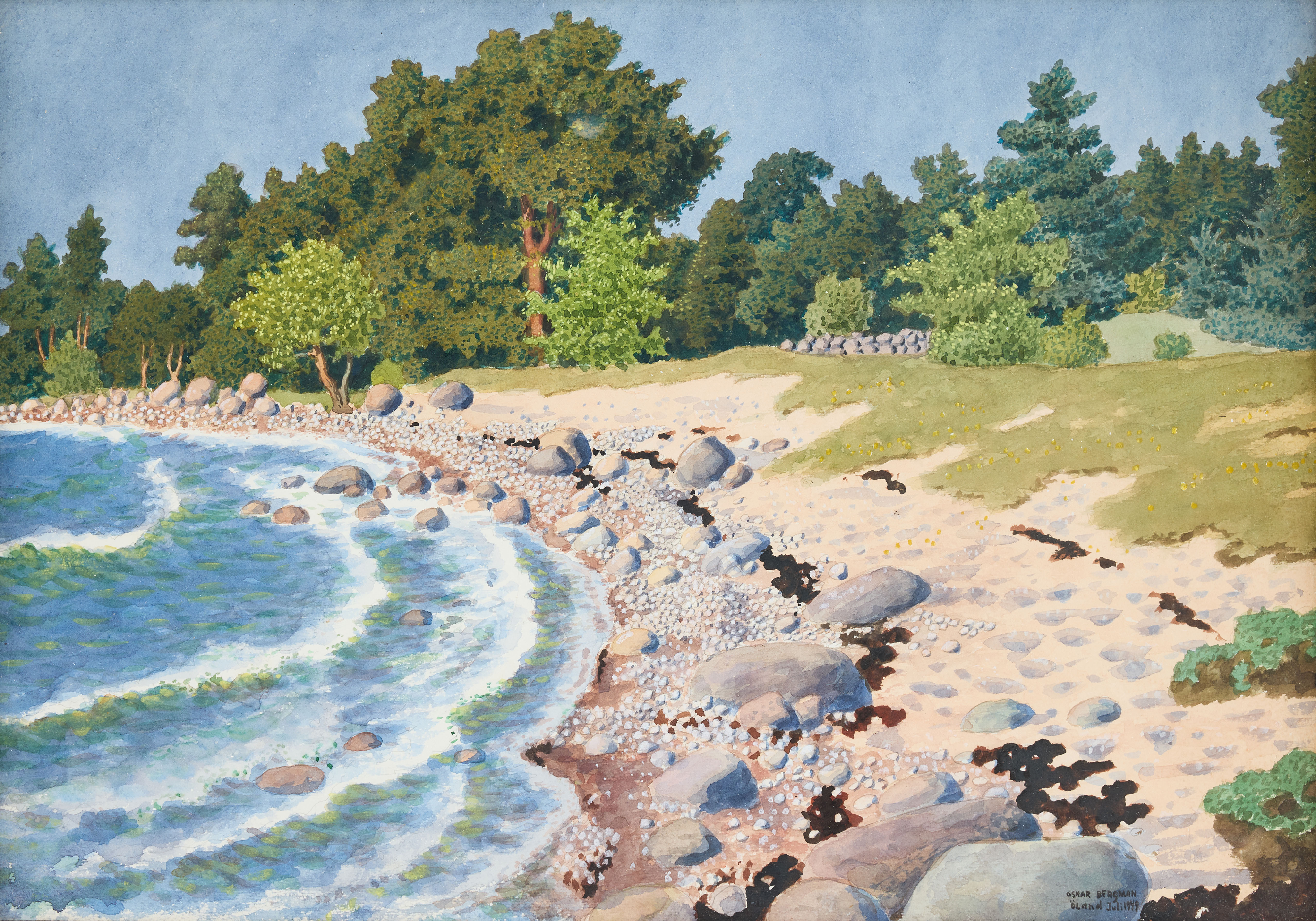OSKAR BERGMAN. "Strand vid Öland".