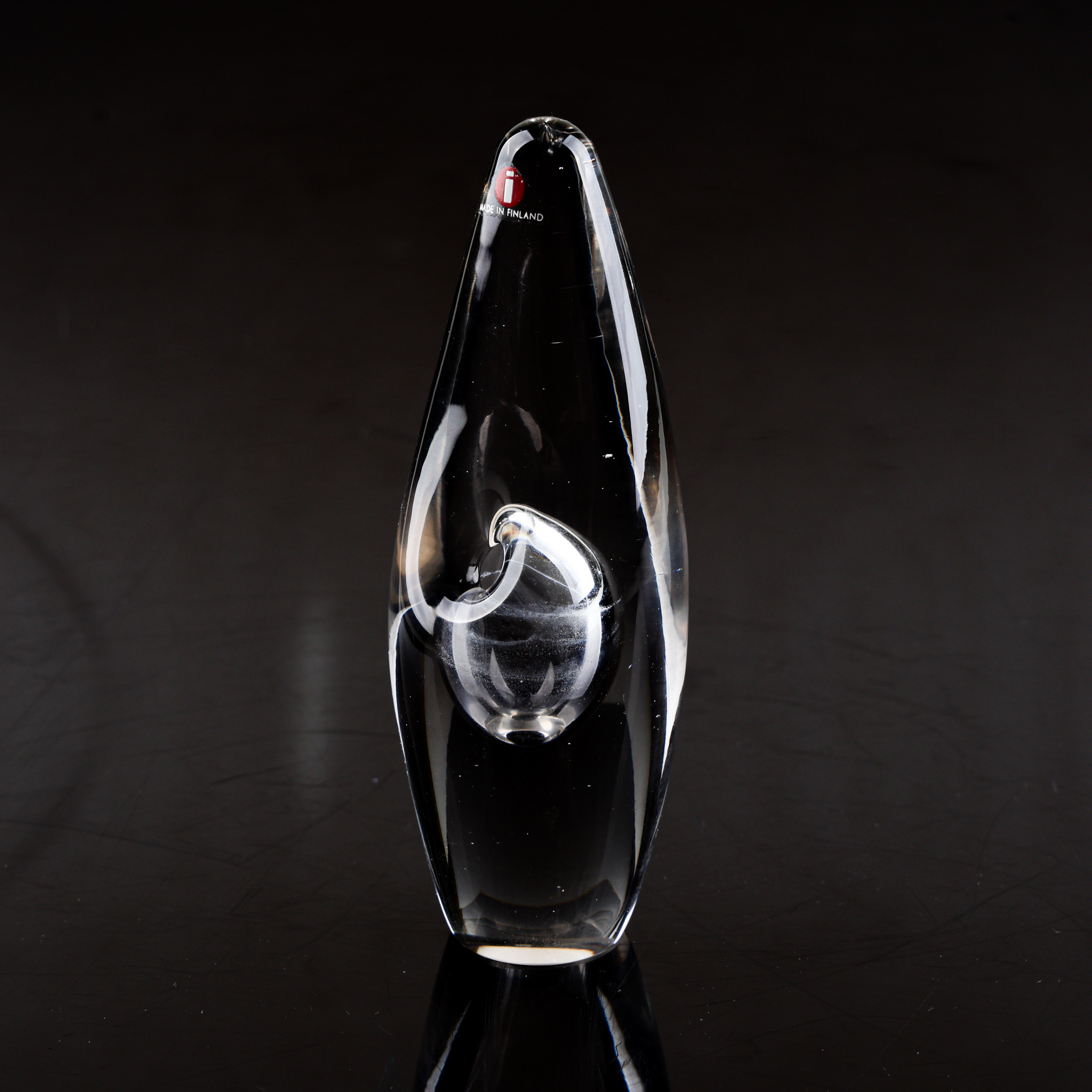 TIMO SARPANEVA. Skulptur/vas, glas, "Orkidé", signerad, Iittala, Finland.