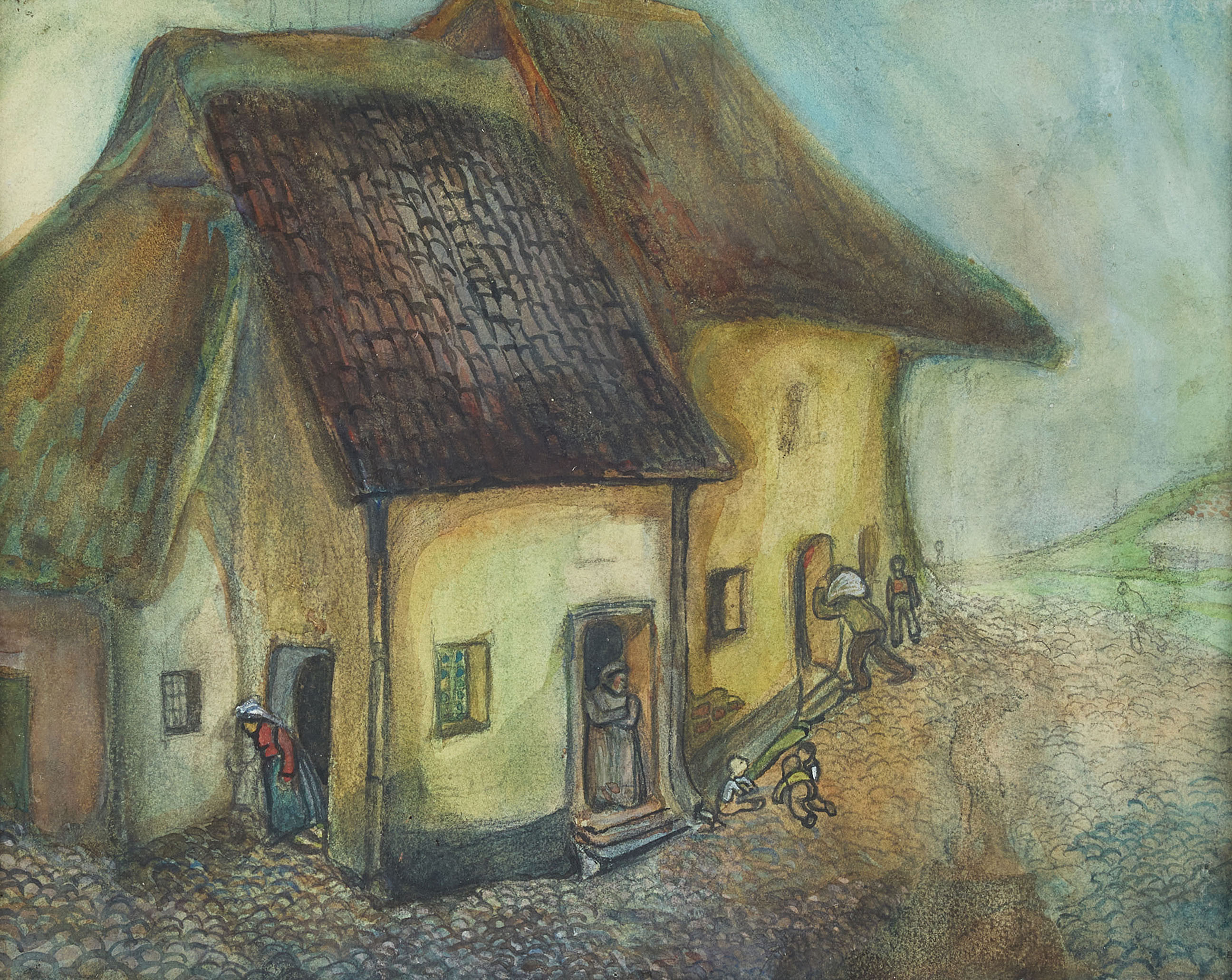 AXEL TÖRNEMAN. Franskt bymotiv, Bretagne.