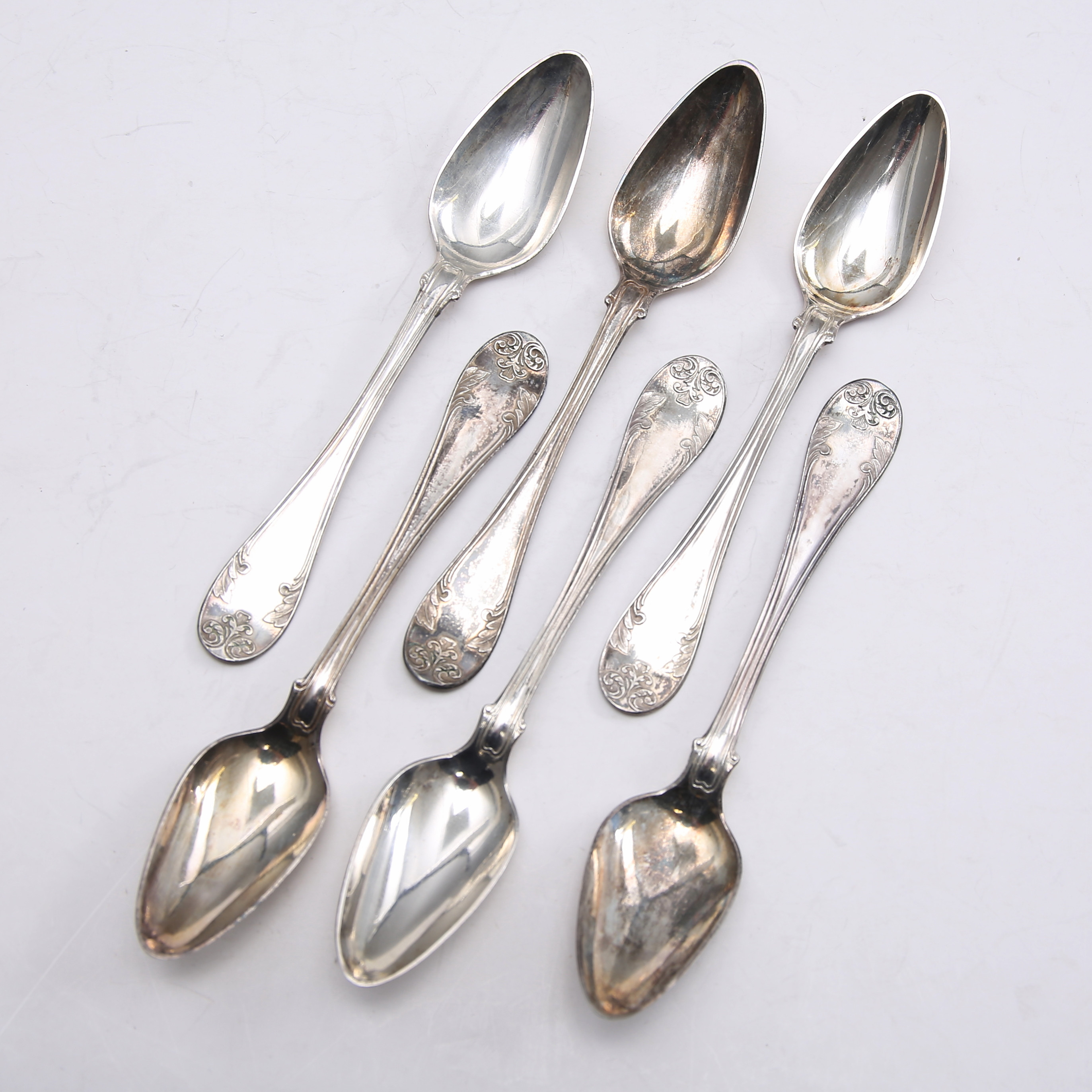 SKEDAR, 6 st, silver, "Gammal Fransk", 99 gram, 1896.