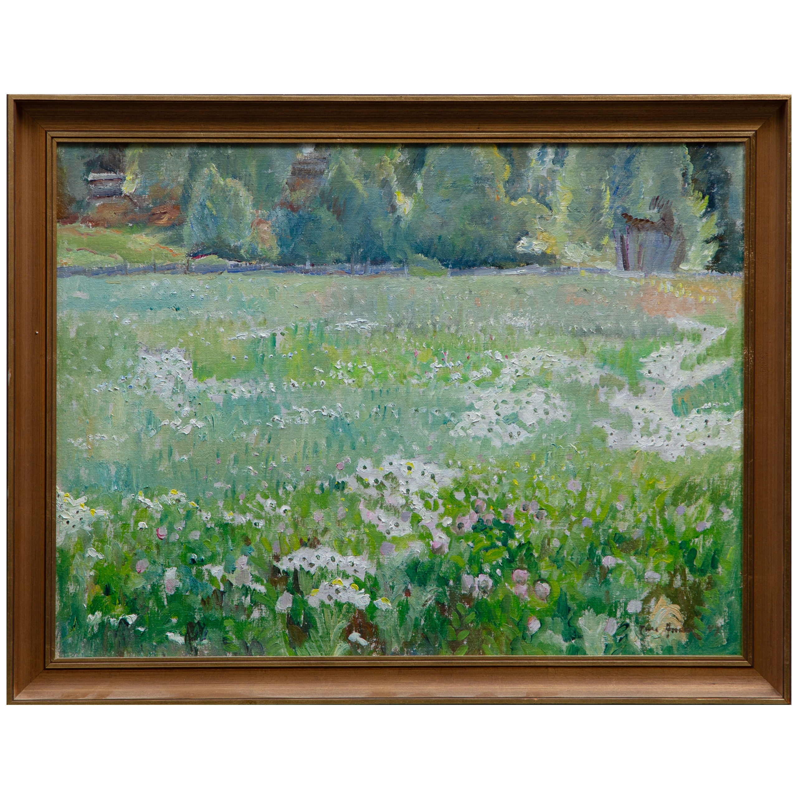 TURE ANDER (1881-1959) "BLOMMANDE ÄNG" OLJA PÅ DUK, SIGNERAD, DATERAD.