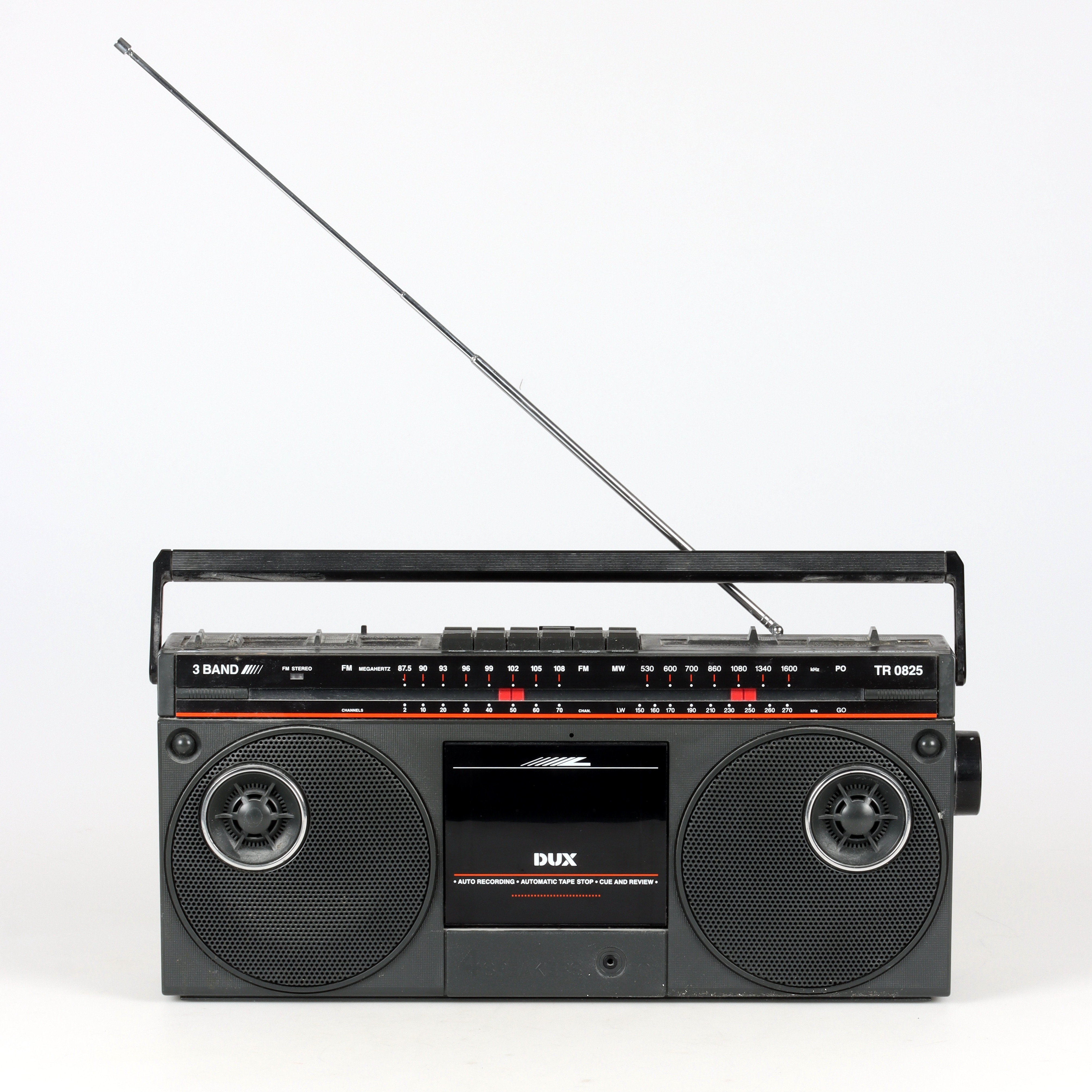 BÄRBAR RADIO, kasettbandspelare, DUX TR 0825. Boombox. 1980-tal.