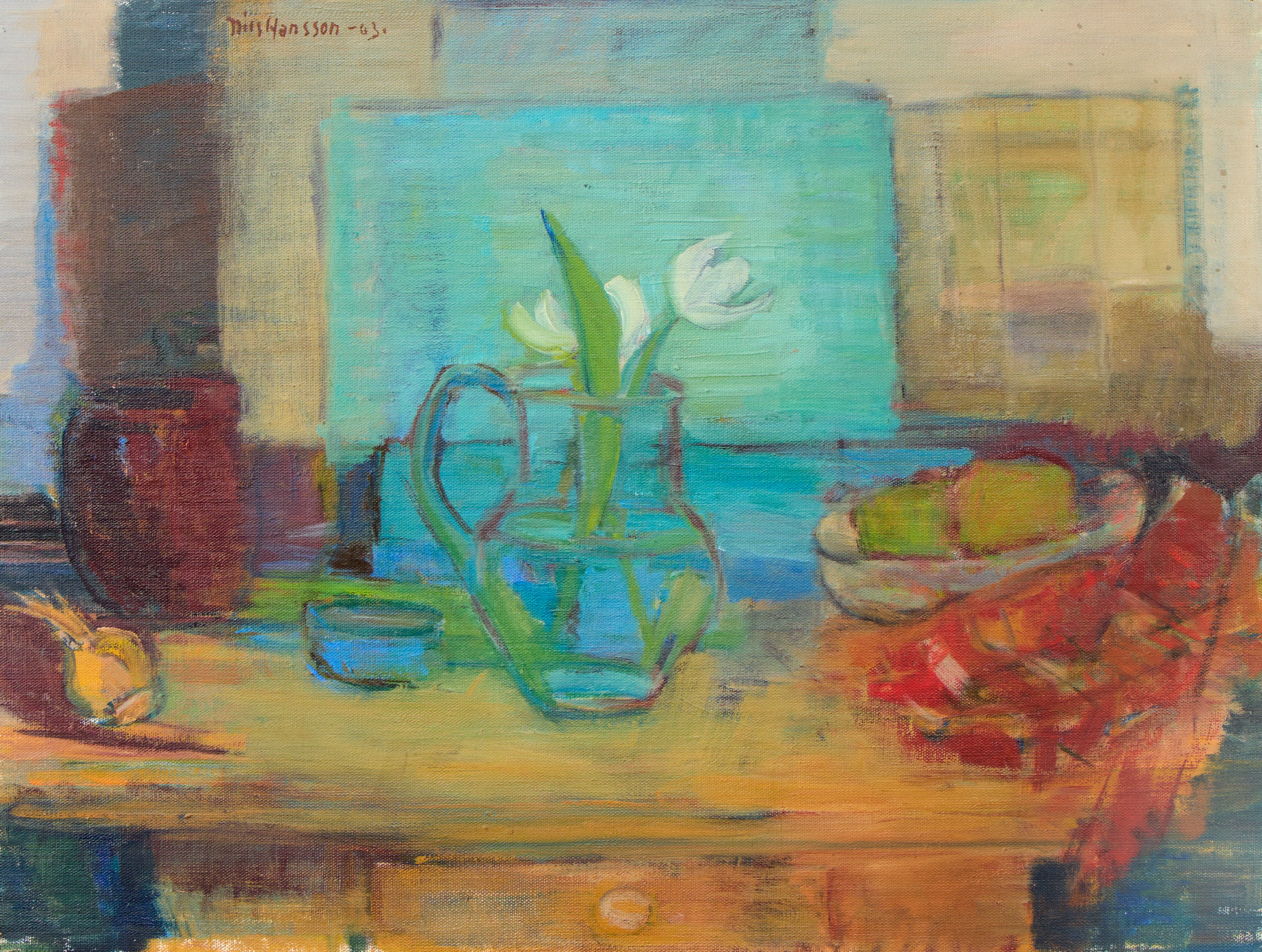 NILS HANSSON. Stilleben med tulpaner i kanna.