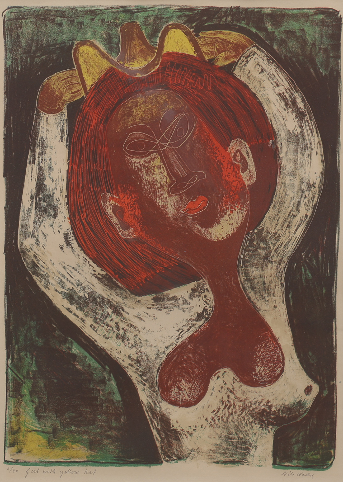 NILS WEDEL. "GIRL WITH YELLOW HAT".