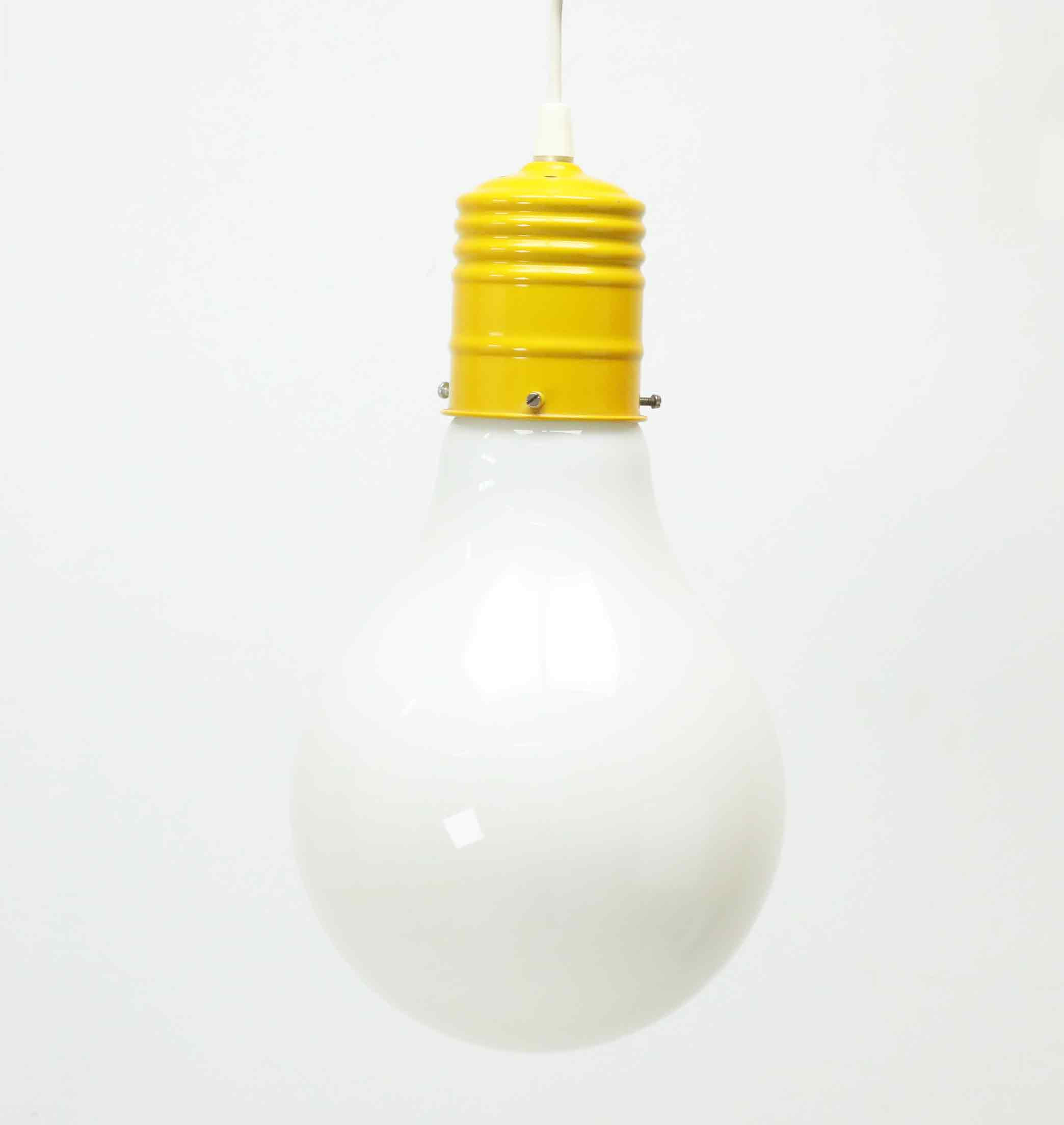 TAKLAMPA. "Kolv", Ikea, glas/plåt, 1970-tal.