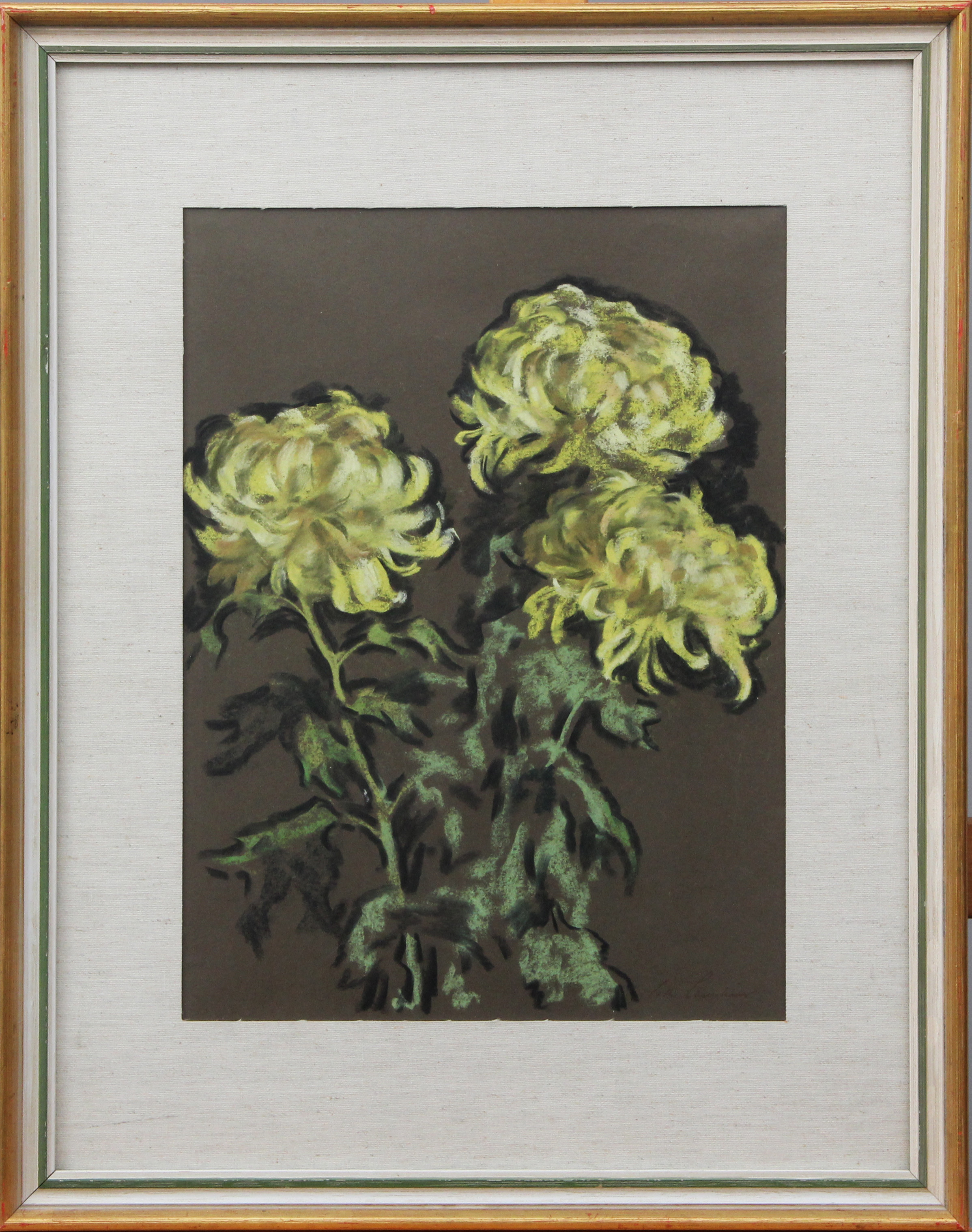 LOTTE LASERSTEIN. TECKNING, pastell, på papper, blommotiv, signerad.