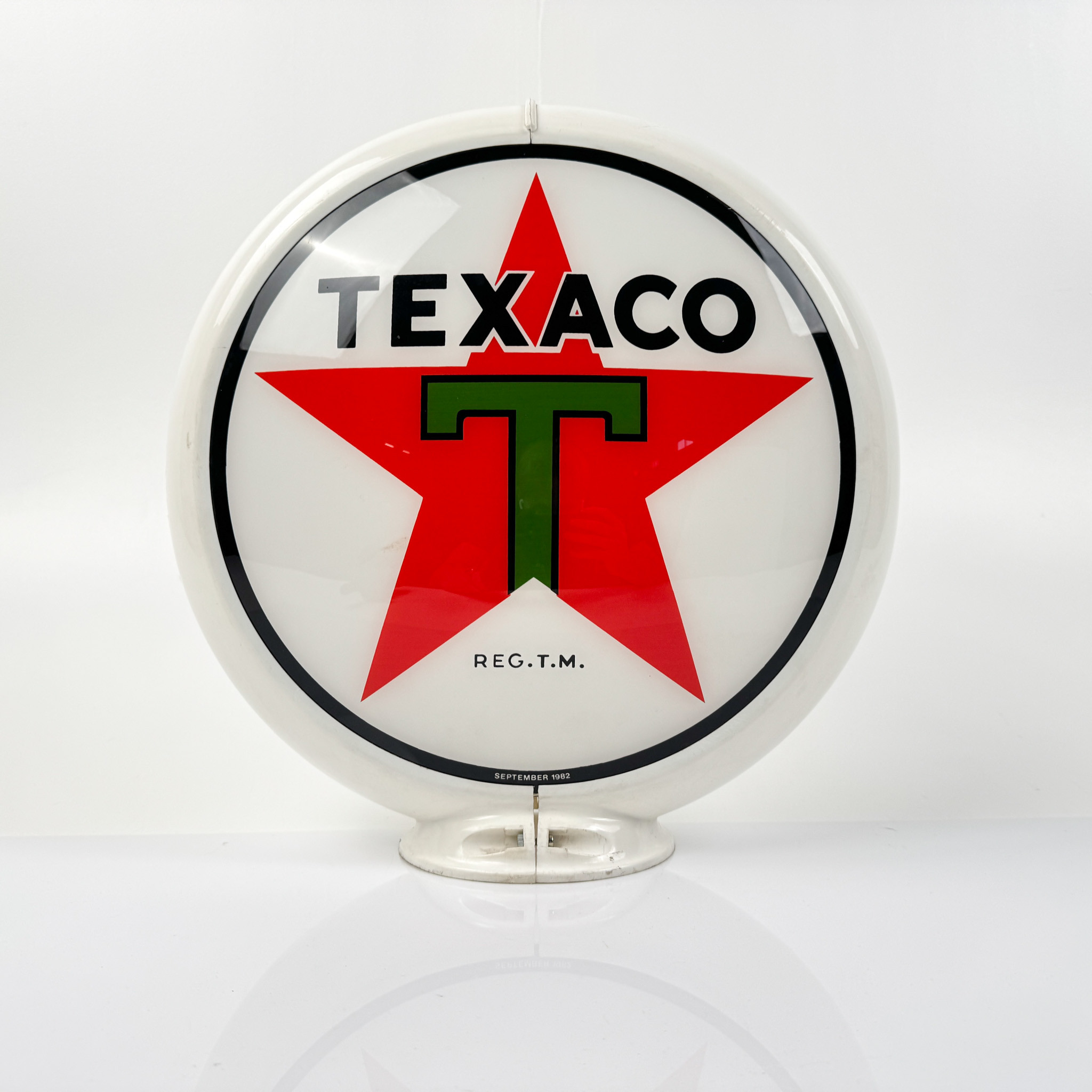 TEXACO, lampglob till bränslepump, sentida tillverkning.