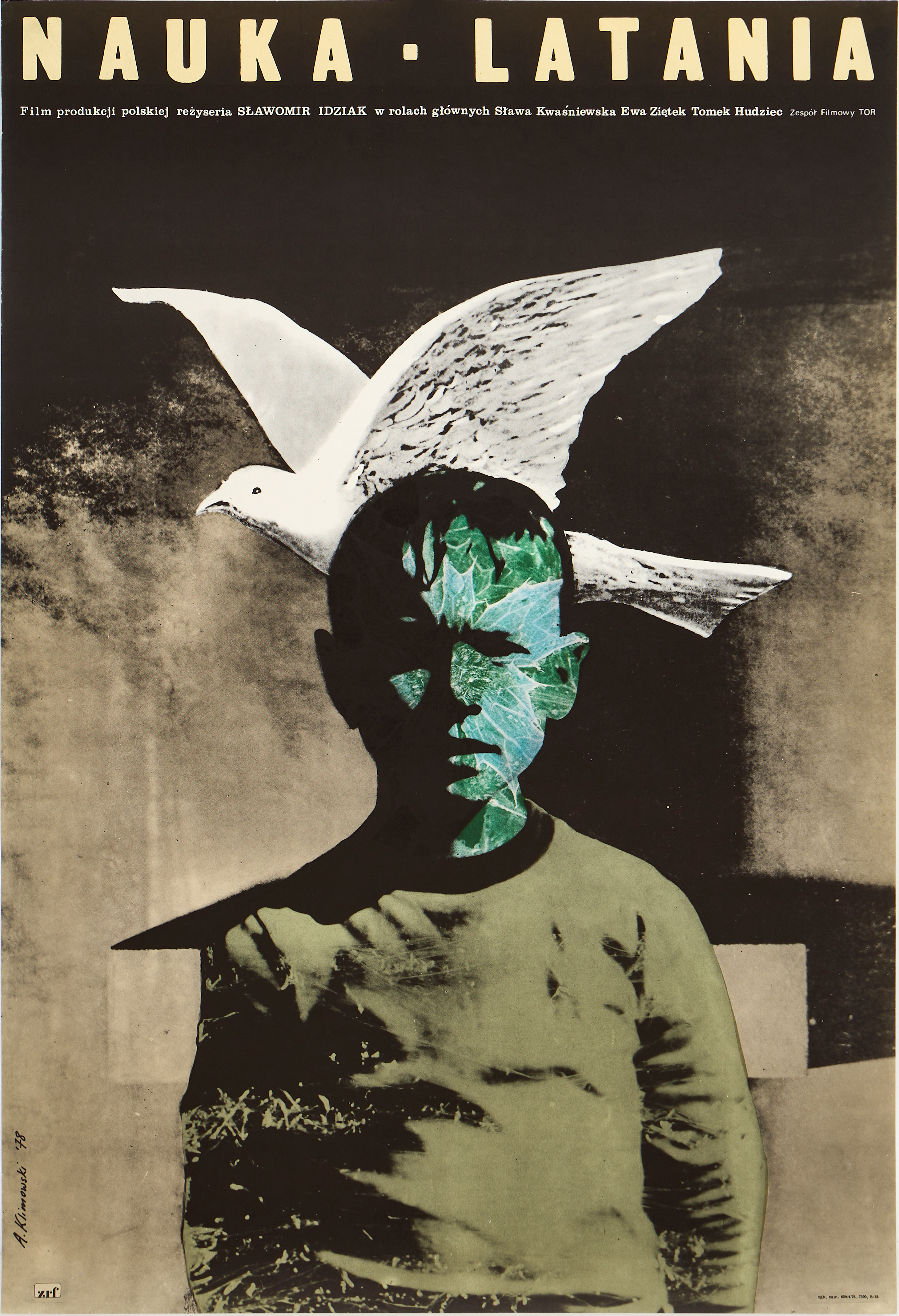 ANDRZEJ KLIMOWSKI (Storbritannien/Polen, född 1949). Filmaffisch, "Nauka-Latania" (1978), regisserad av Slawomir Idziak, signerad och daterad i trycket A. Klimowski '78, offsettryck.