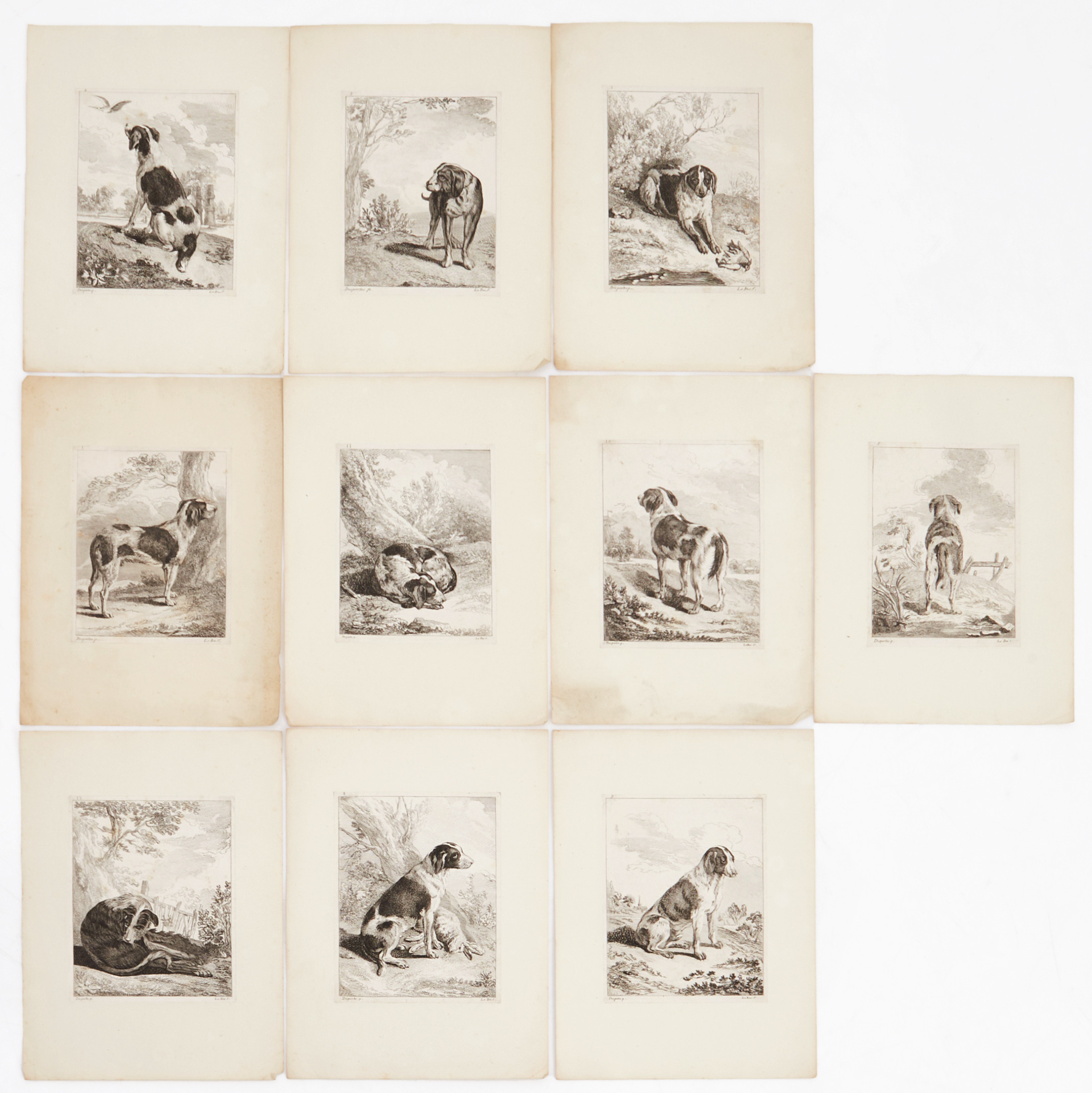 DESPORTES (efter), Chiens de Chasse, 10 etsningar, ca 1770.