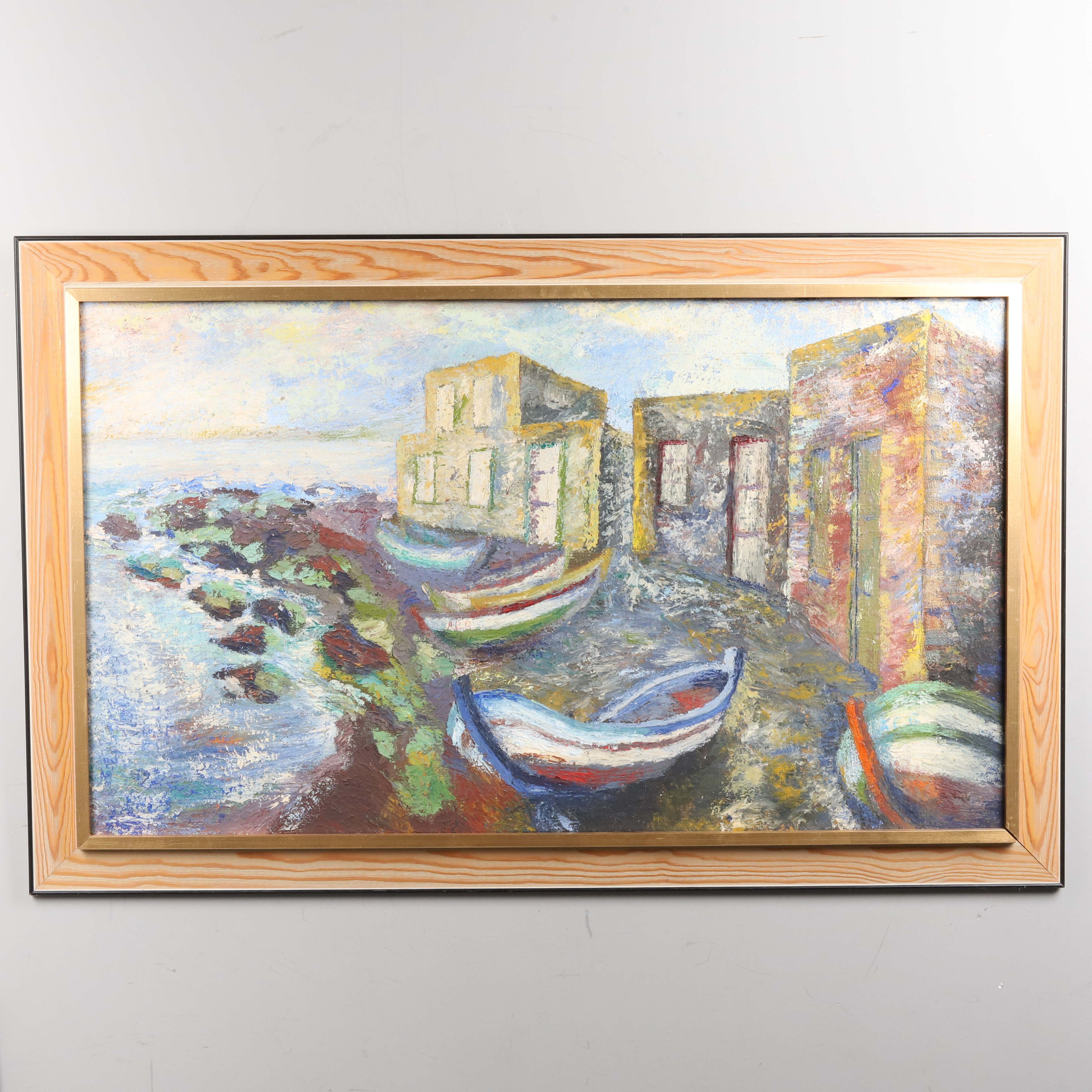 OKÄND KONSTNÄR. Olja på duk, Impasto "Kustmotiv", ej signerad.