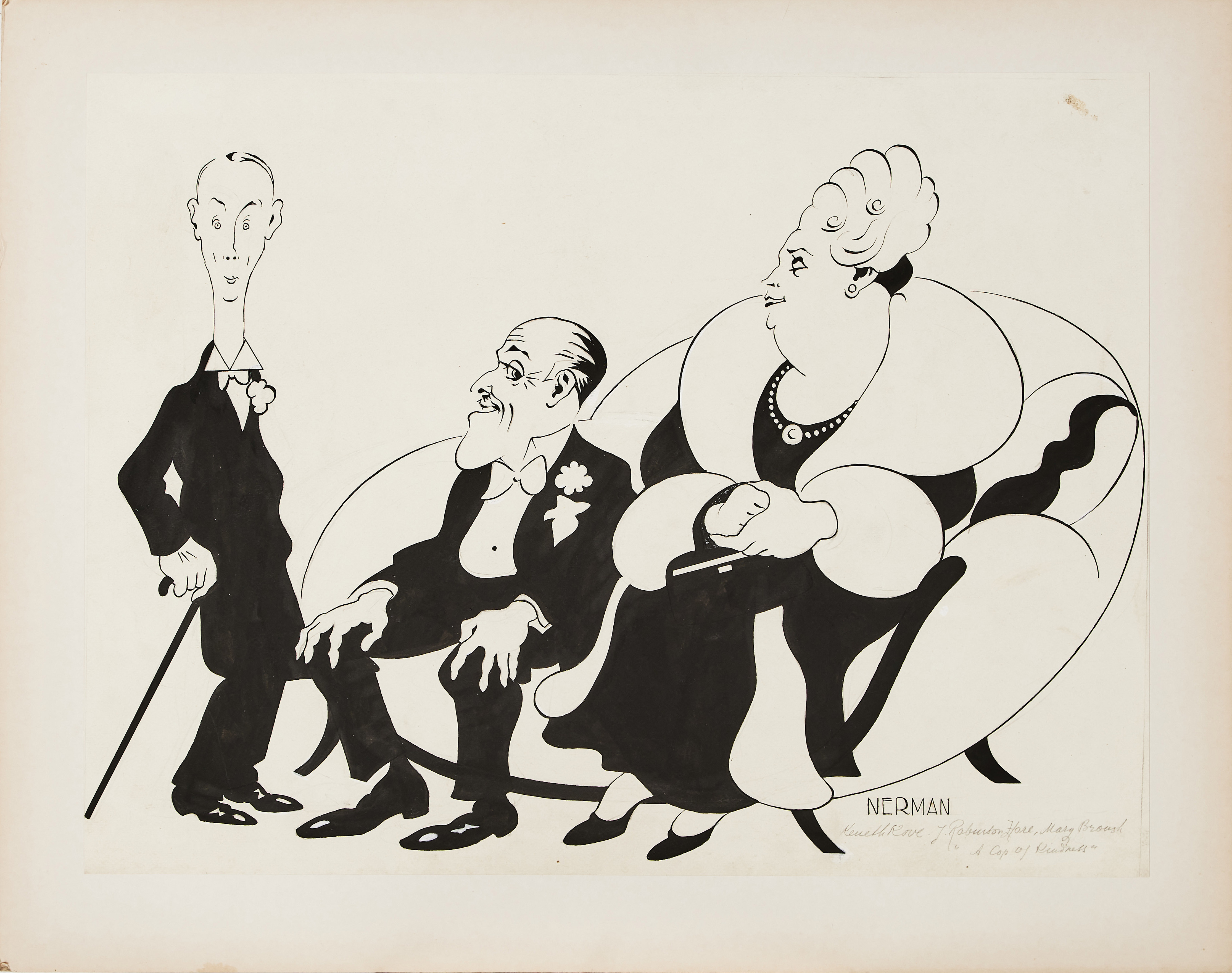 EINAR NERMAN. "A Cup of Kindness", tuschteckning, signerad Nerman, uppfordrad på kartong.