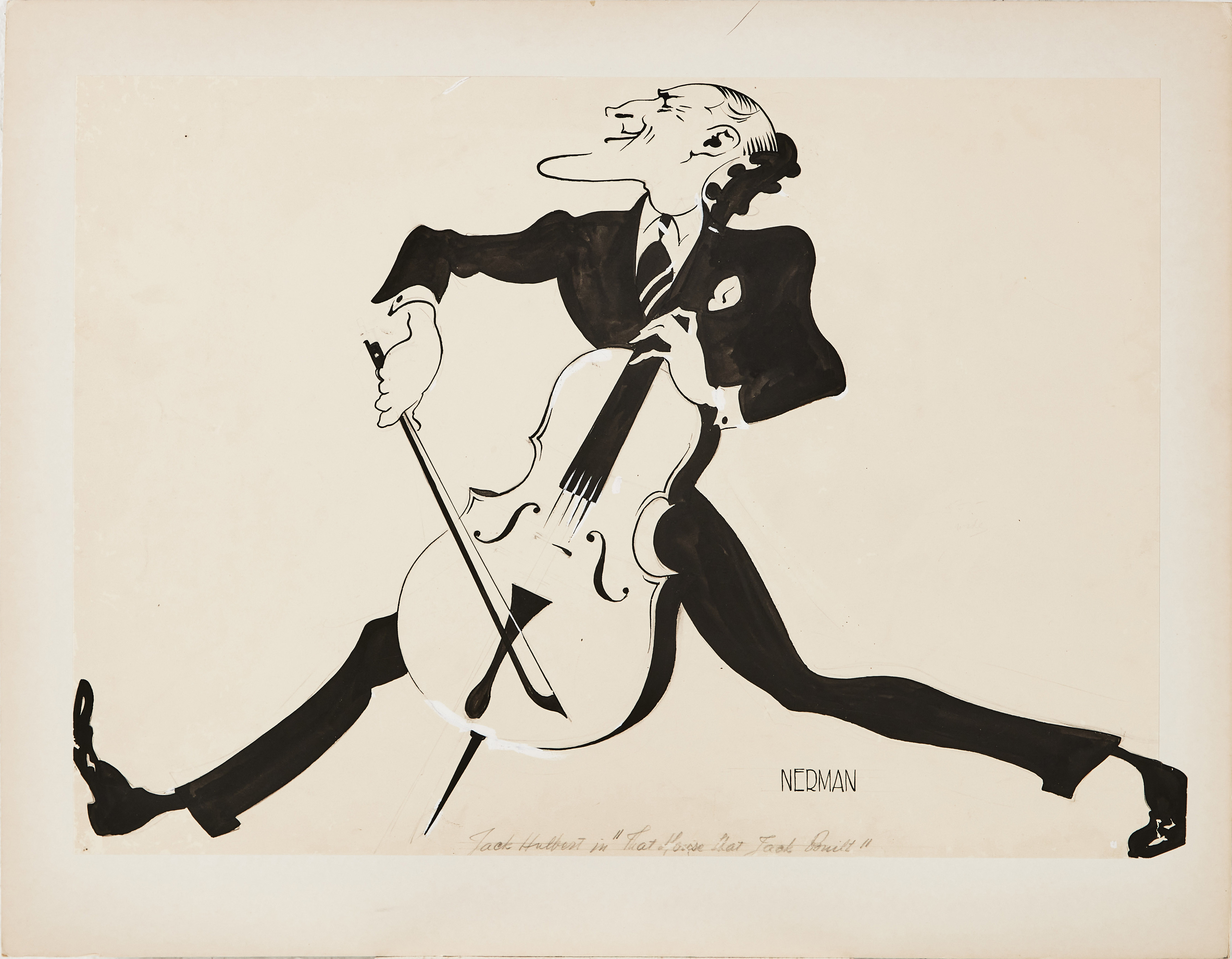 EINAR NERMAN. "Jack Hulbert in The House that Jack Built", tuschteckning med täckvitt, signerad Nerman, uppfordrad på kartong.